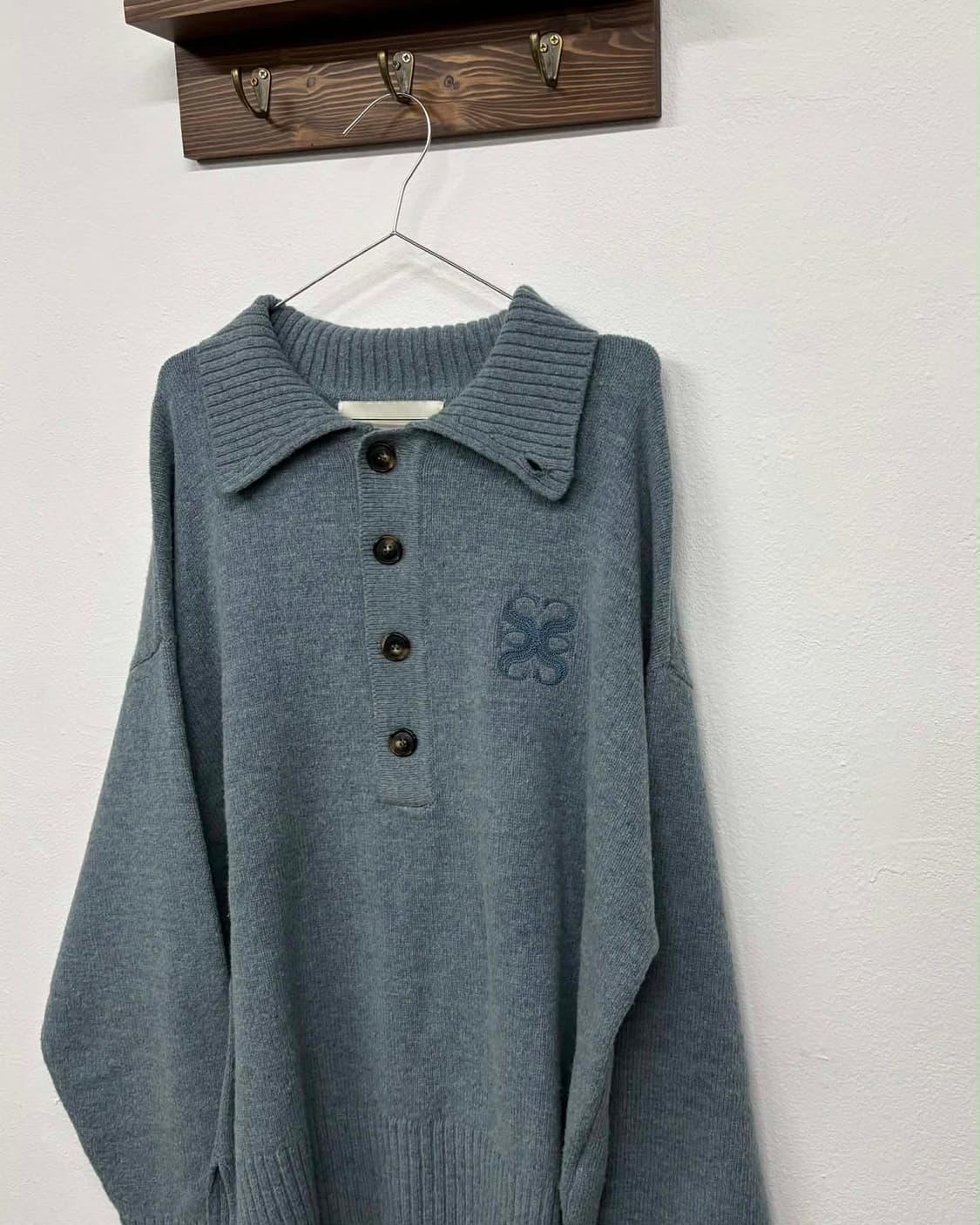 [M] 세터 울 블렌드 폴로 니트 스웨터 상품이미지7