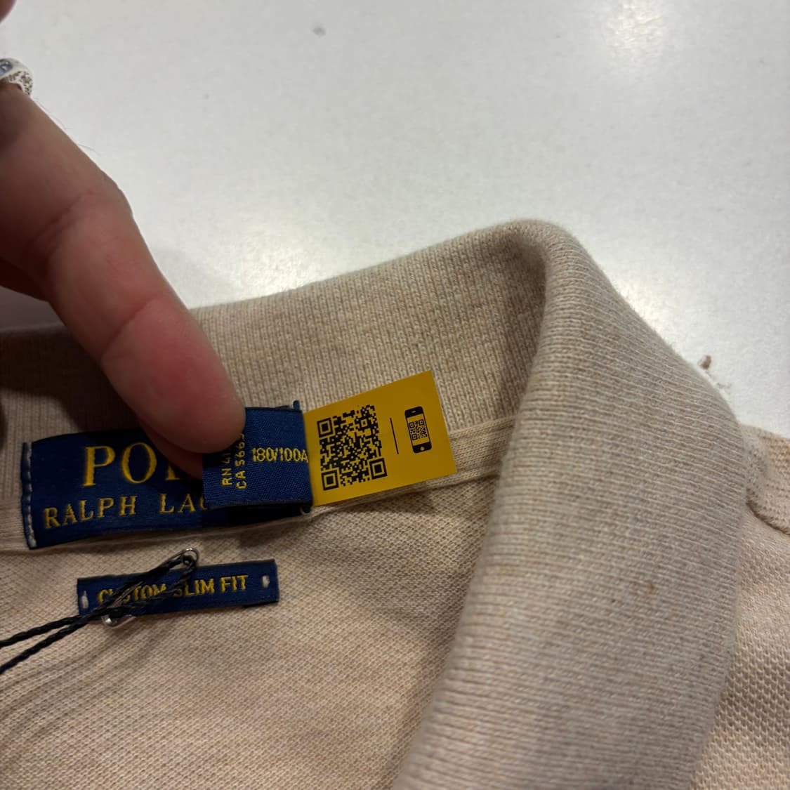 [L] 폴로 랄프로렌 신형 큐알 커스텀 슬림핏 베이지 반팔 D689 상품이미지7