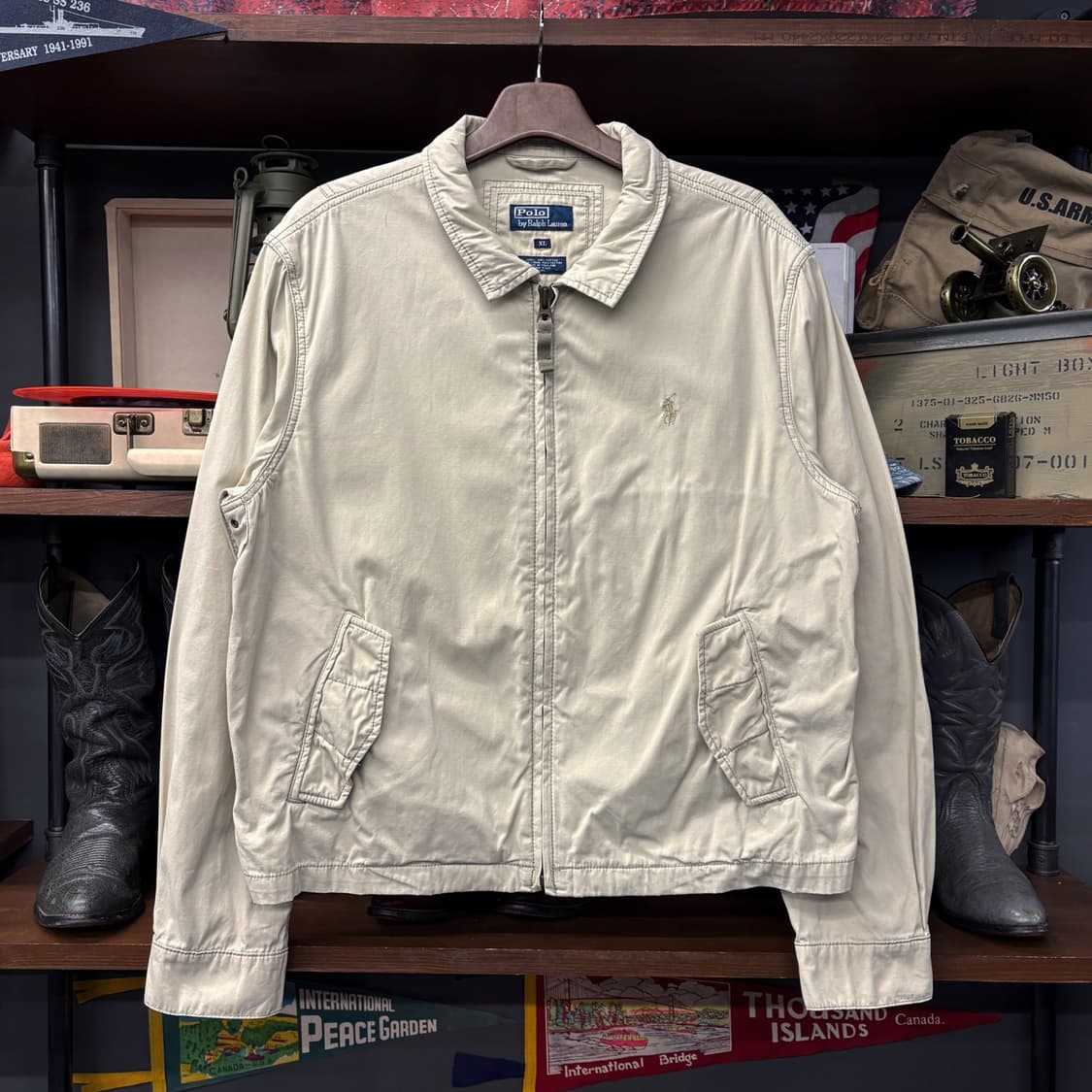 90s 폴로 랄프로렌 밀리터리 모티브 스윙자켓 암패치 액션플리츠 N683 상품이미지1