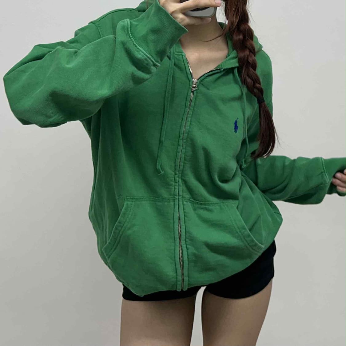 폴로 랄프로렌 초록 코튼 후드집업 희귀져지(M) 상품이미지1