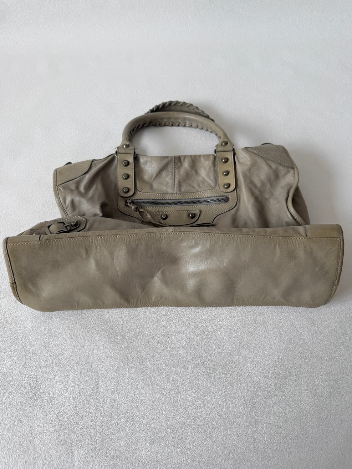 Pre owned 레더 보스턴 토트백 상품이미지3