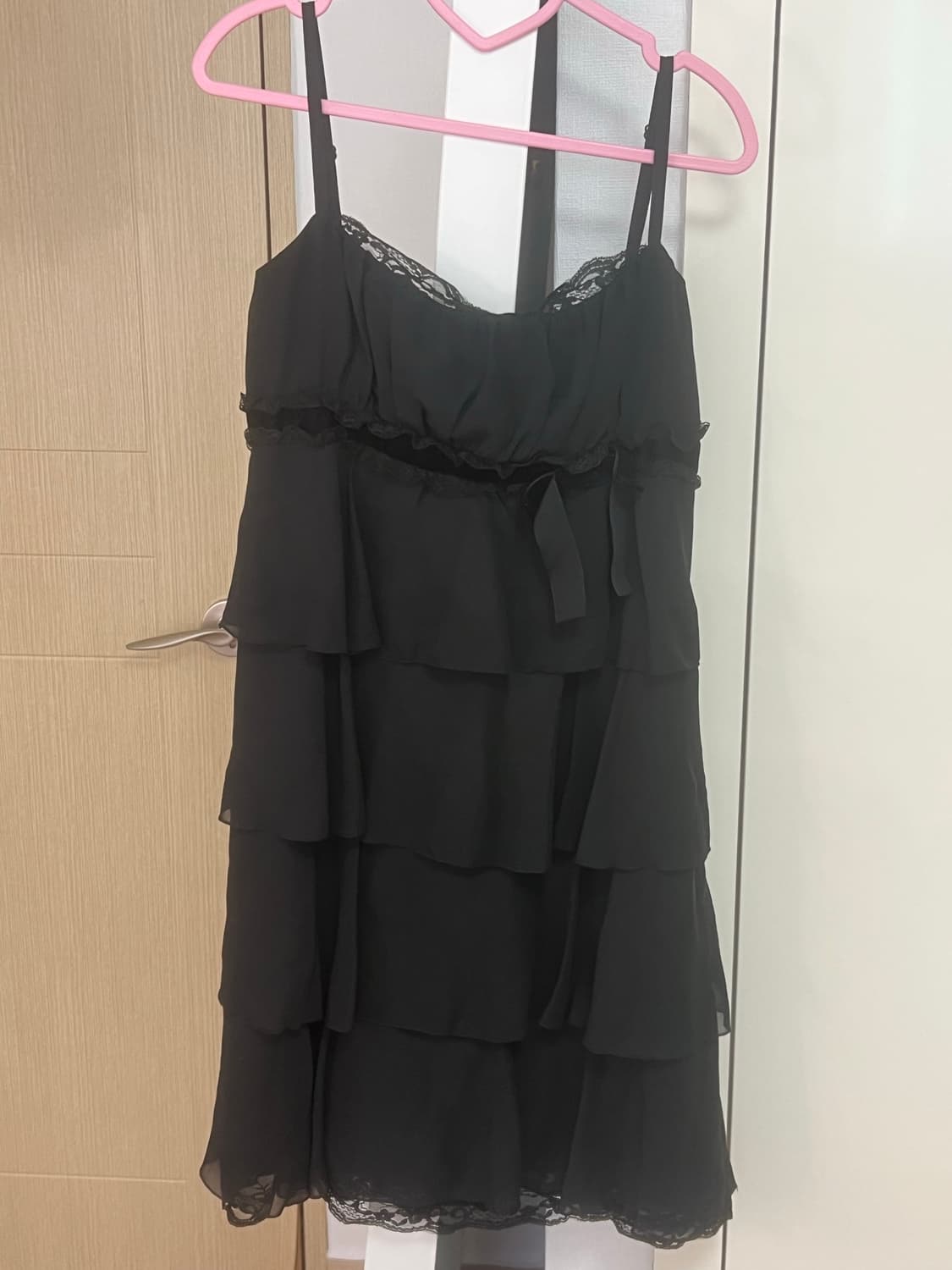 빈티지 블랙 프릴 캉캉 미디 원피스 갸루 상품이미지5
