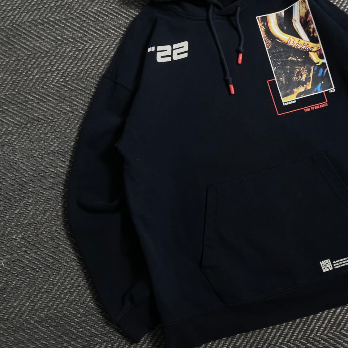 00s 디키즈 패치워크 그래픽 박시핏 후드 티셔츠y 4777 상품이미지4