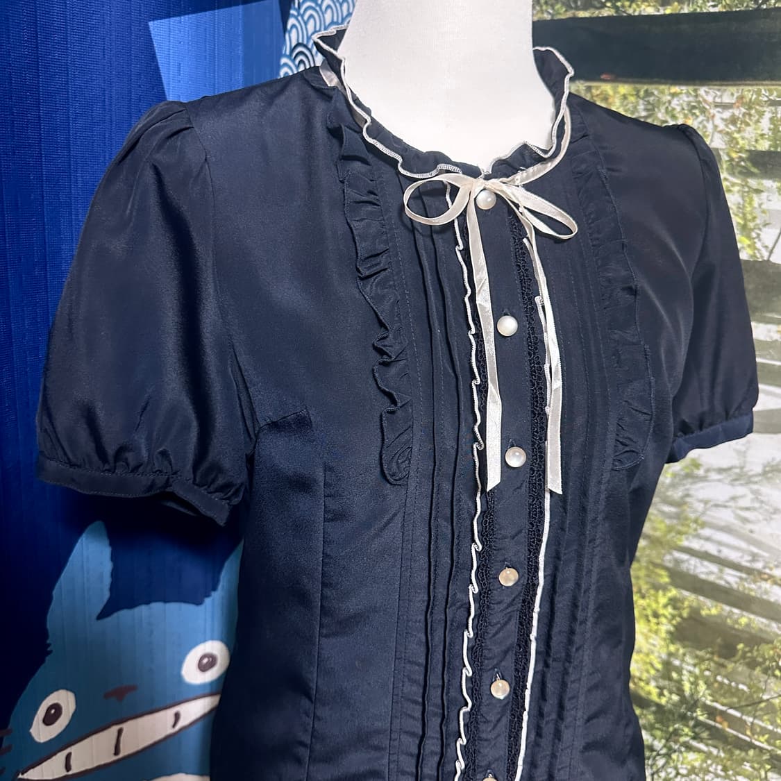 arrow 빈티지 로걀 핀턱 레이스 리본 블라우스 상품이미지4