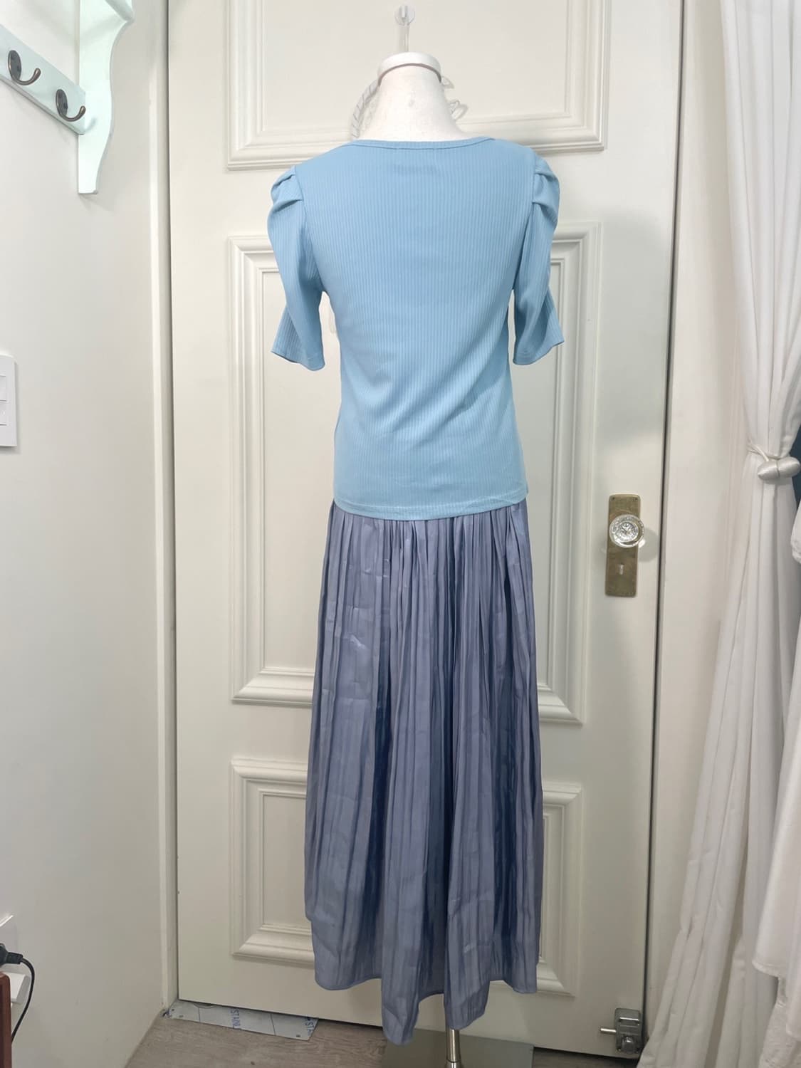 ocean blue puff sleeve summer top(size-F 상품이미지4