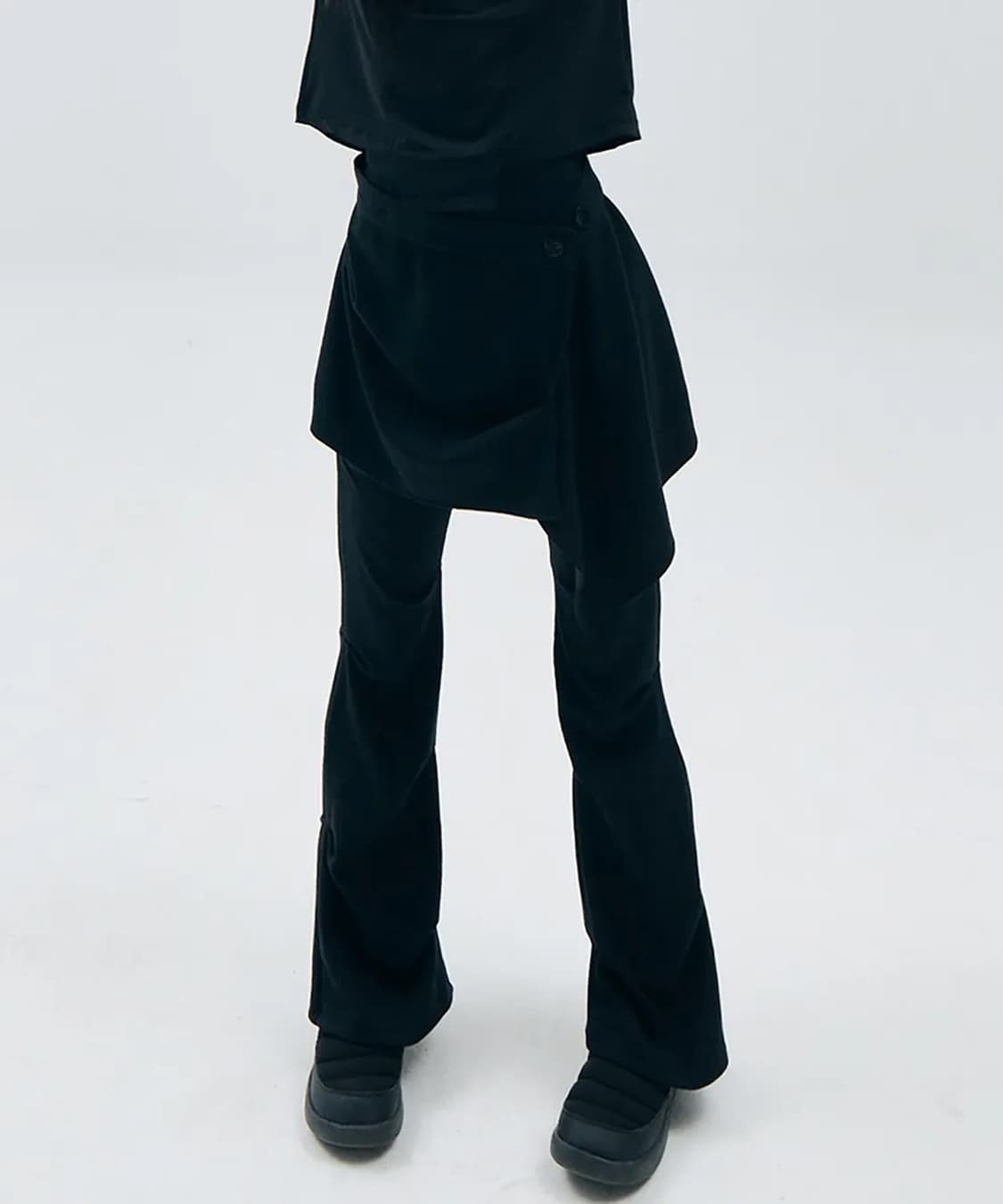 오호스 ojos Wrap Over Tuck Pants / Black 상품이미지1