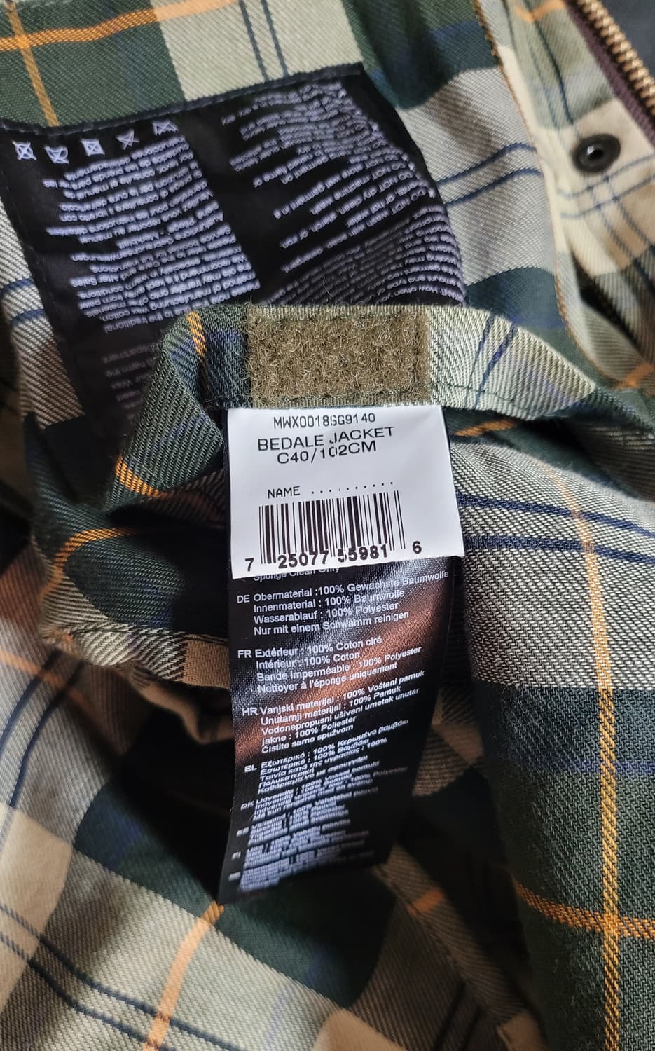 Barbour 남성 클래식 비데일 왁싱자켓(세이지 색상 /C40) 상품이미지9