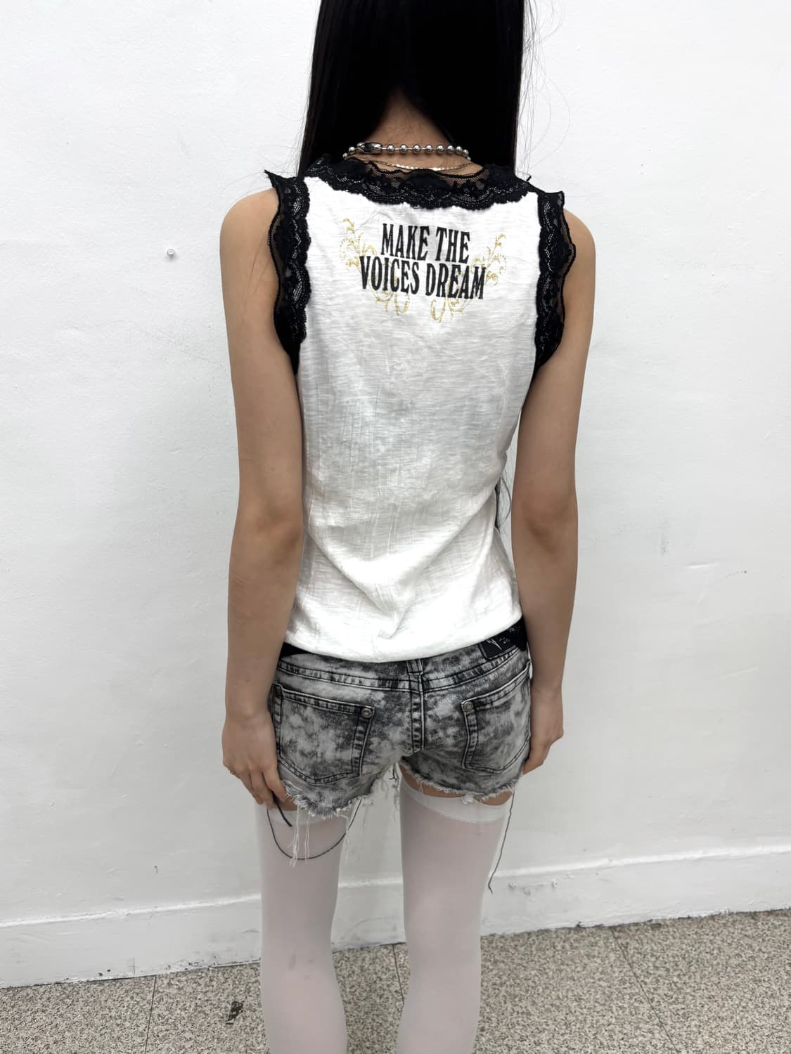 Blue strive skull lace sleeveless top   상품이미지6