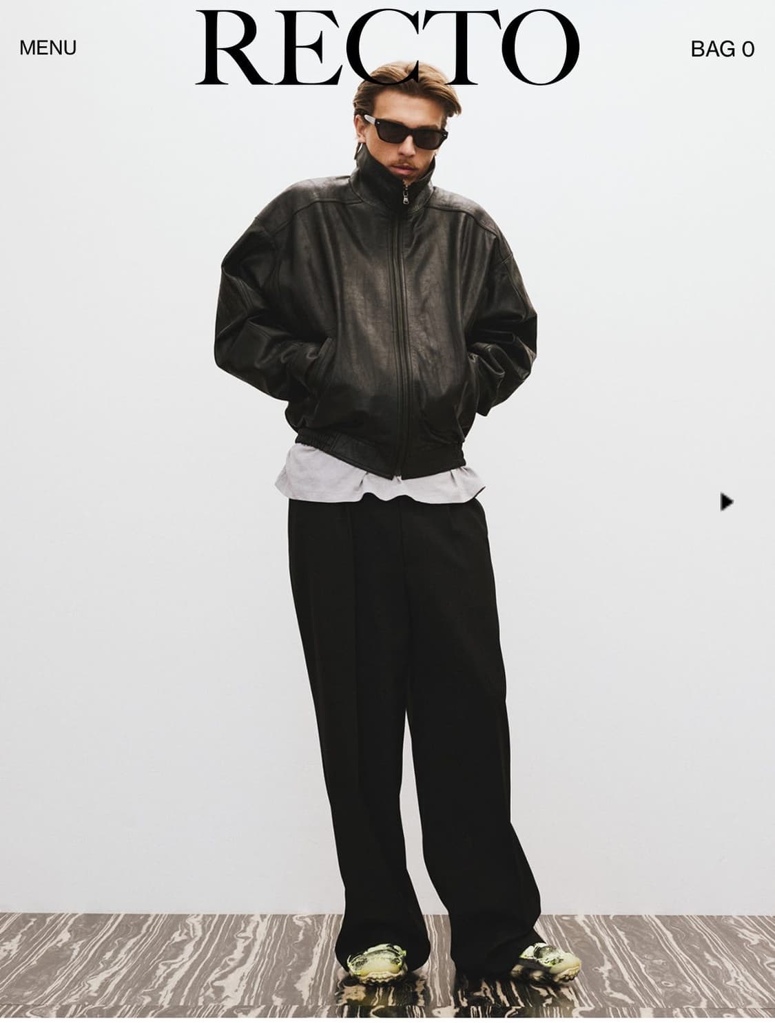 렉토 25ss 빈티지 크랙 하이넥 레더 자켓 S 상품이미지1