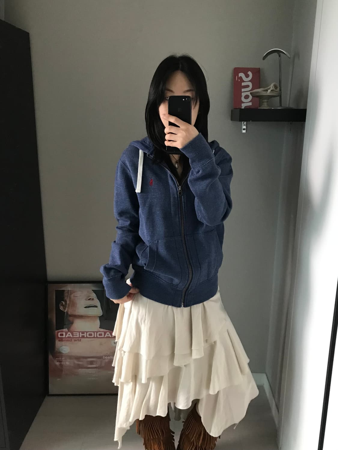 폴로 랄프로렌 포니로고 써멀 블루 후드집업 상품이미지2