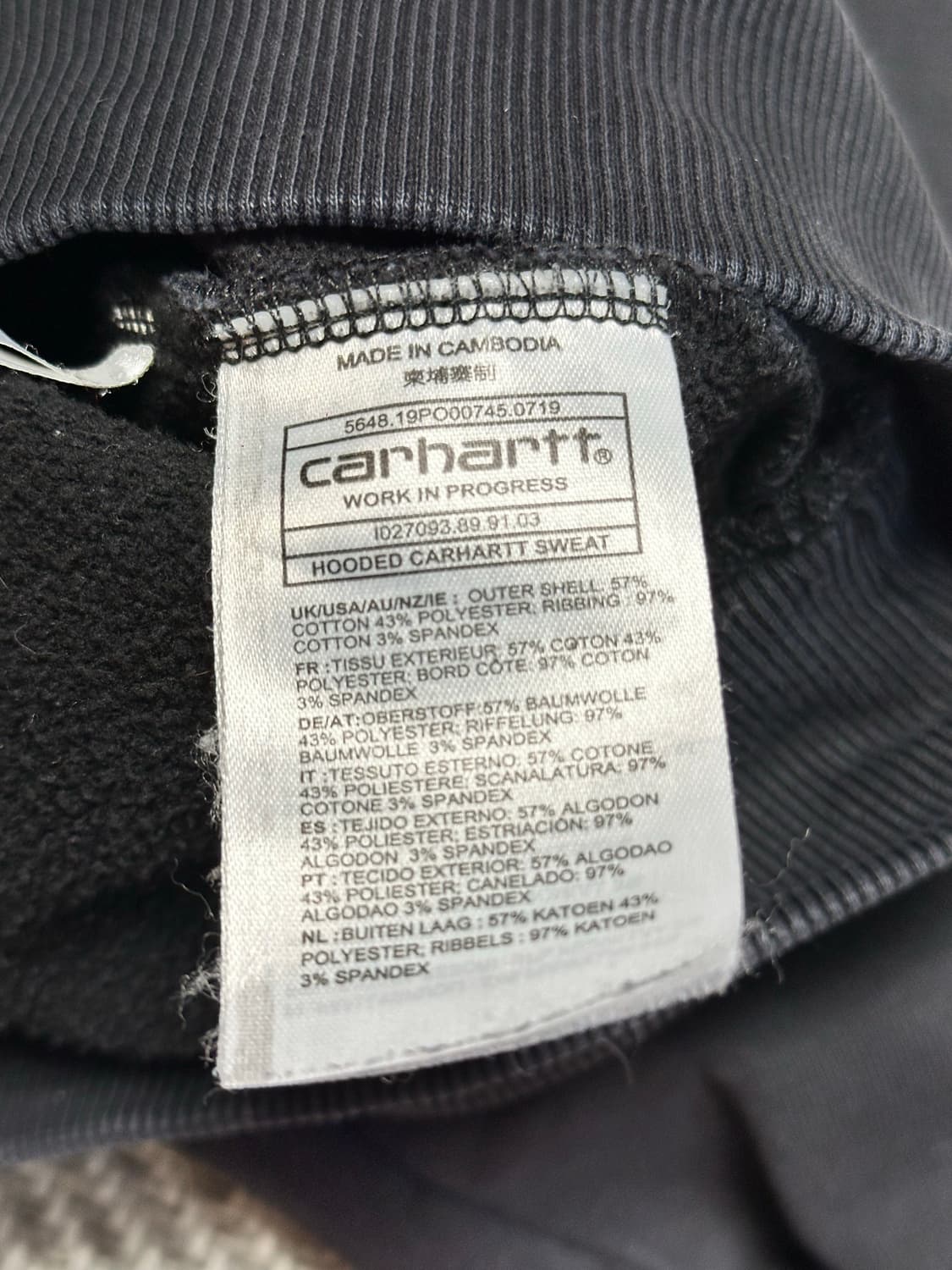 칼하트윕 wip 자수 후드티 블랙 상품이미지4