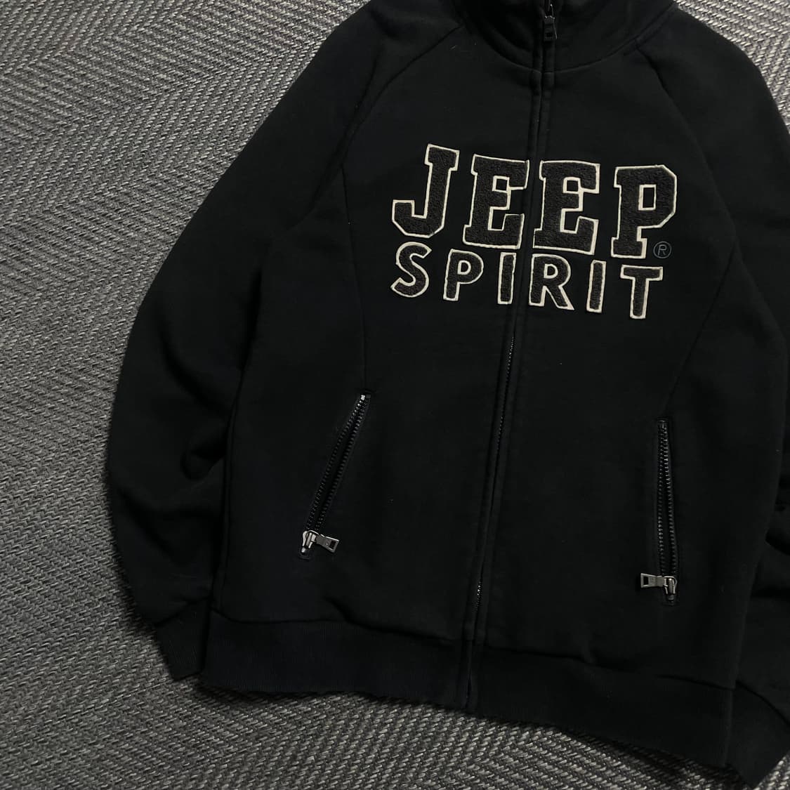 Jeep 스피릿 빅로고 스웻 트랙 집업 자켓 블랙y 5775 상품이미지4