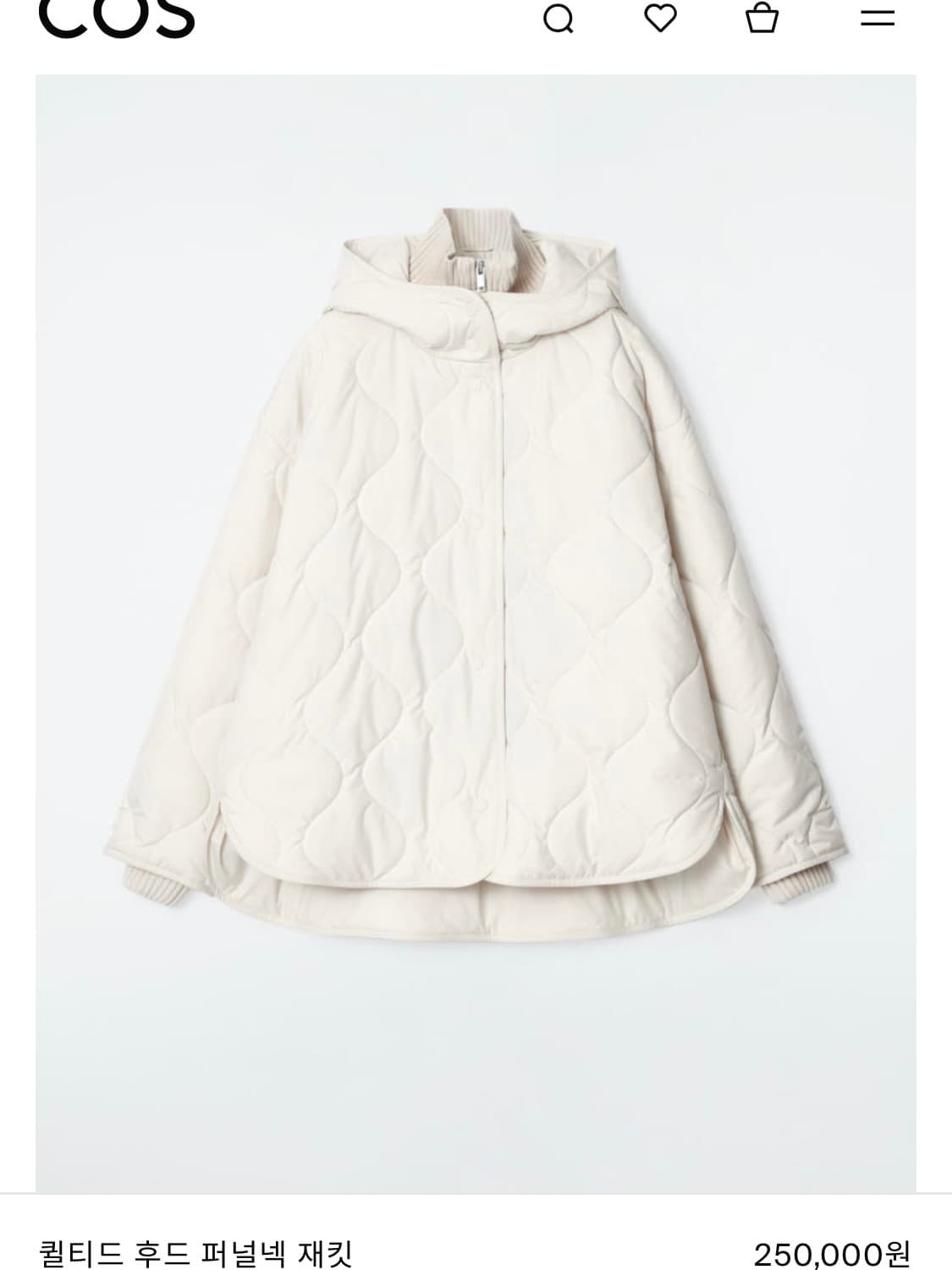 코스 퀼티드 후드 퍼널넥 자켓 상품이미지1