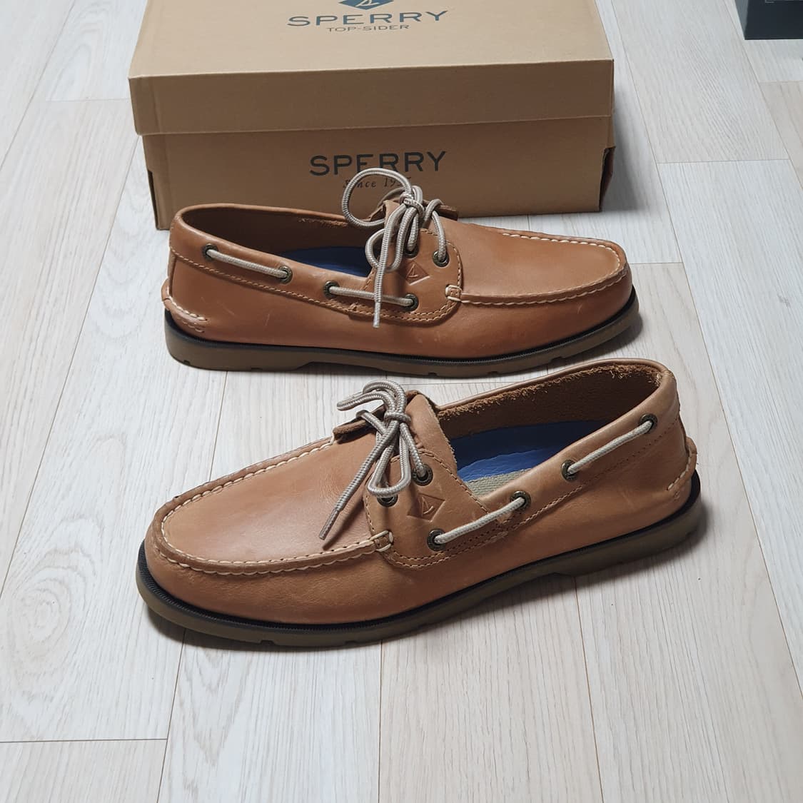 270 스페리 보트 데크슈즈 로퍼 구두 레더 카멜브라운0777894 상품이미지4