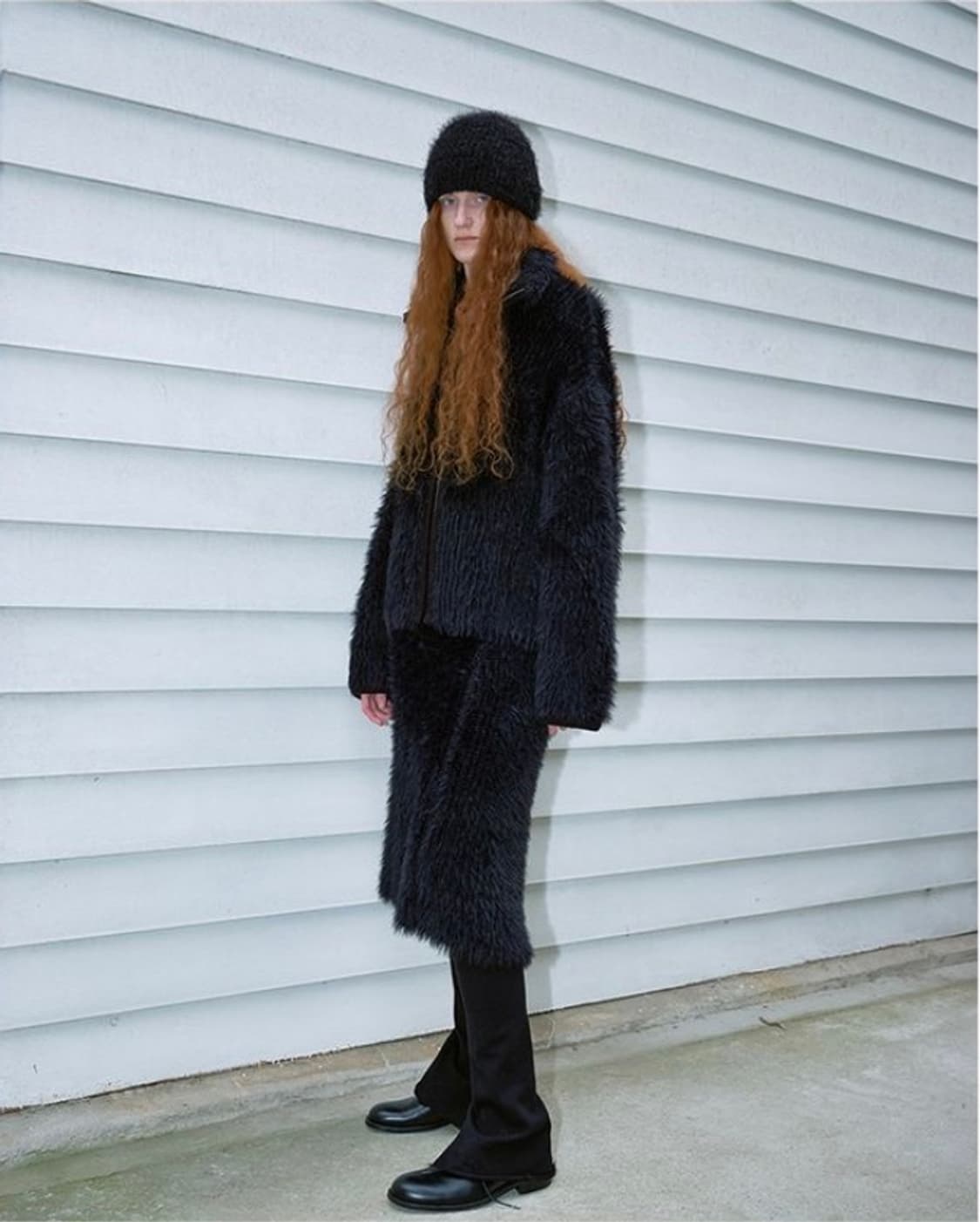 낫띵에브리띵 VEGAN FUR KNIT JACKET IN BLACK 상품이미지2