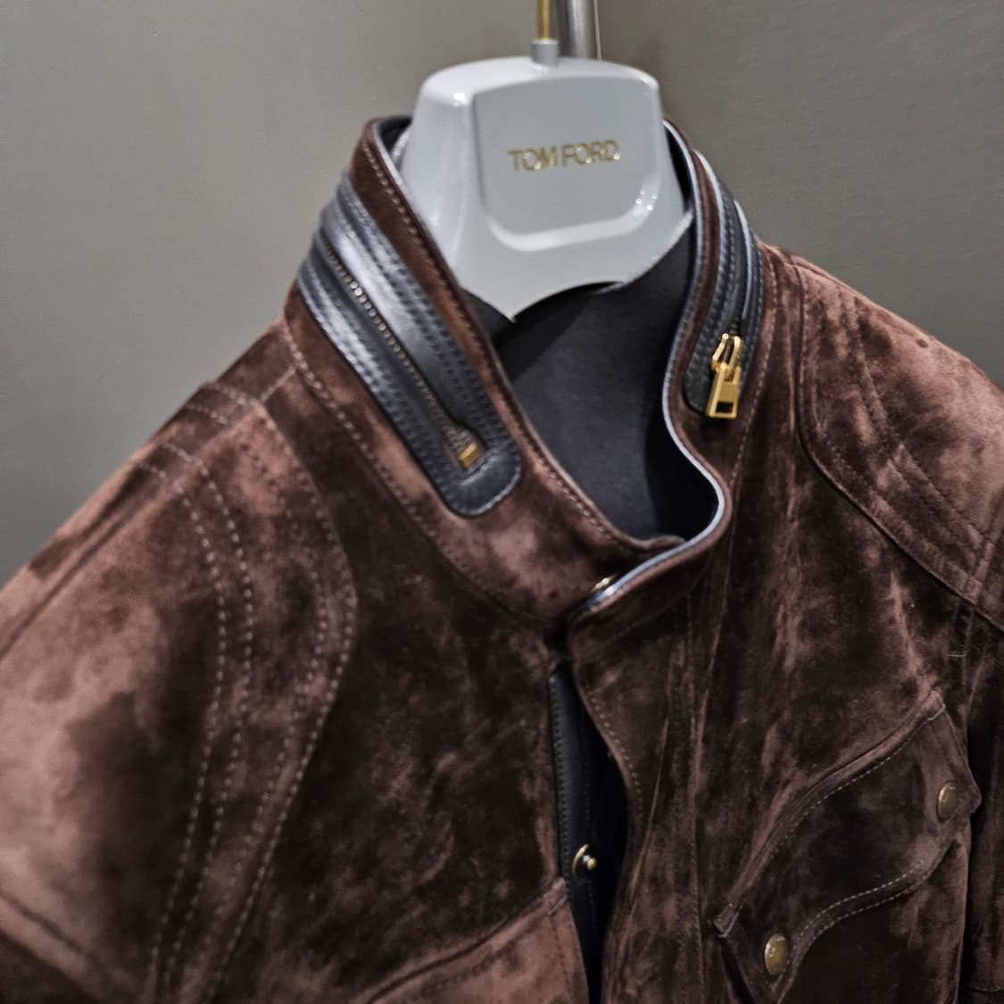 톰포드 모터사이클 금장버튼 스웨이드 레더트리밍 가죽자켓 상품이미지6