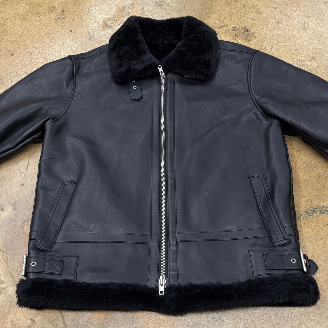 [정품/L] 도프제이슨 블랙 무스탕 가죽 자켓 b8 상품이미지3