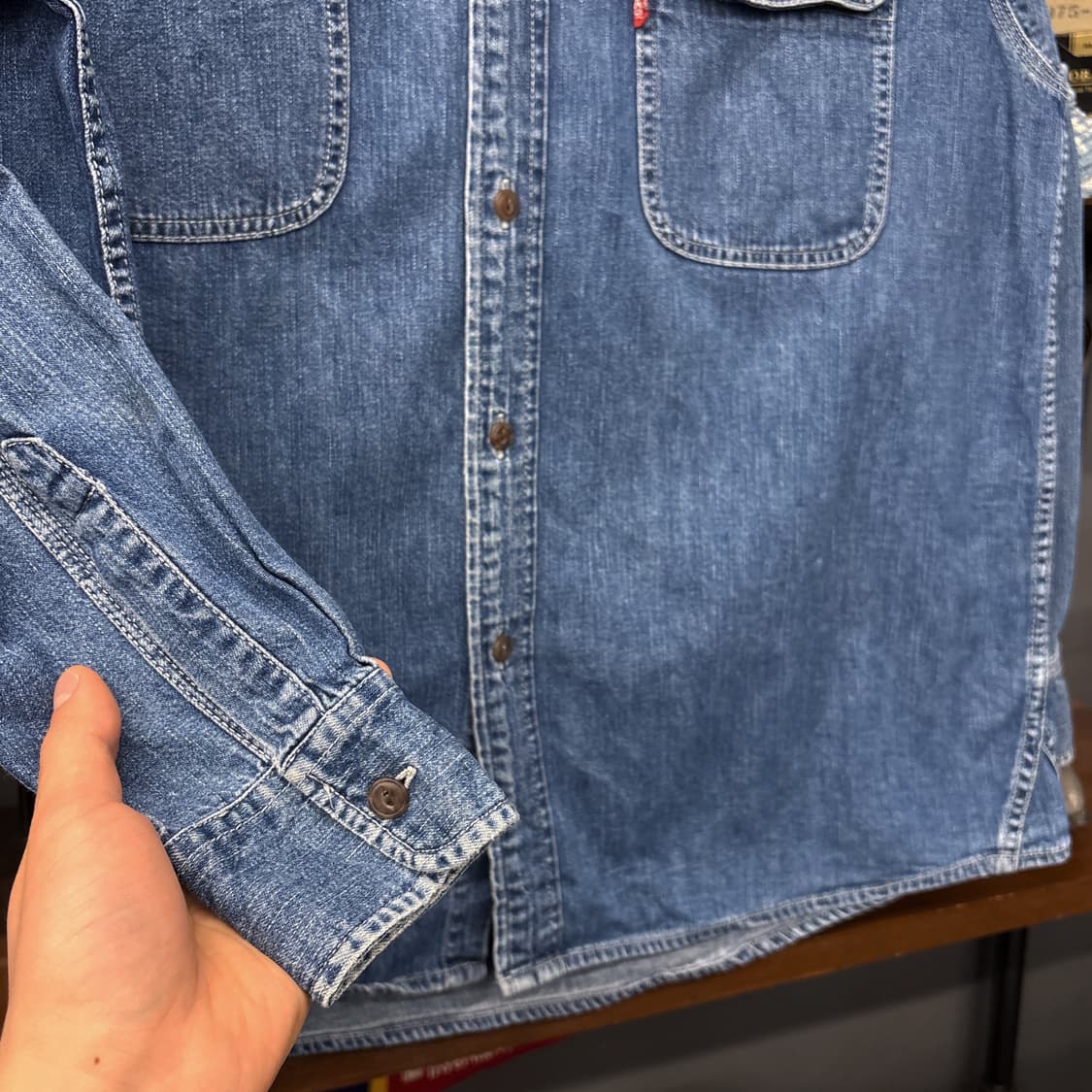 90s 리바이스 재팬라인 캣아이버튼 워크 데님셔츠 N1205 상품이미지4