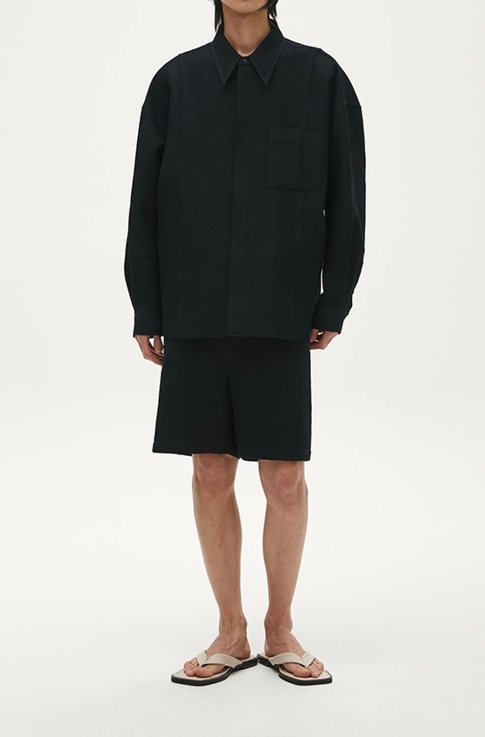 coor 쿠어 컷오프 오가닉 코튼 아우터 셔츠 블랙 상품이미지2