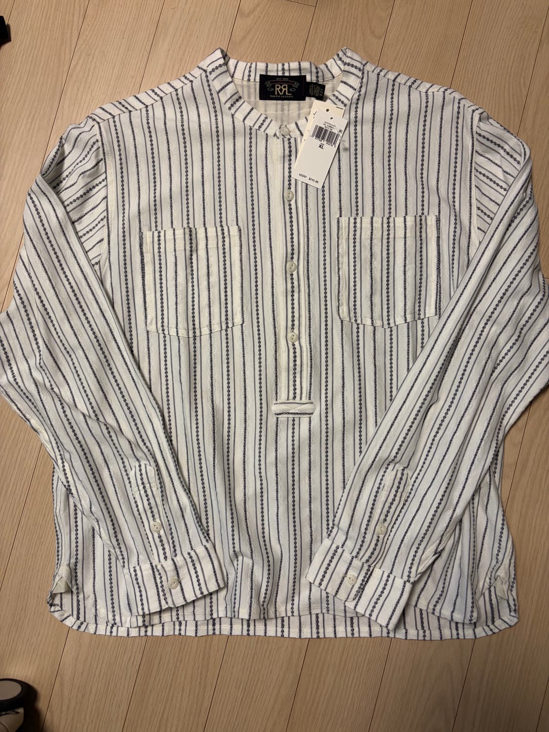 [새제품, XL] rrl 헨리넥 스트라이프 팝오버 셔츠 상품이미지1