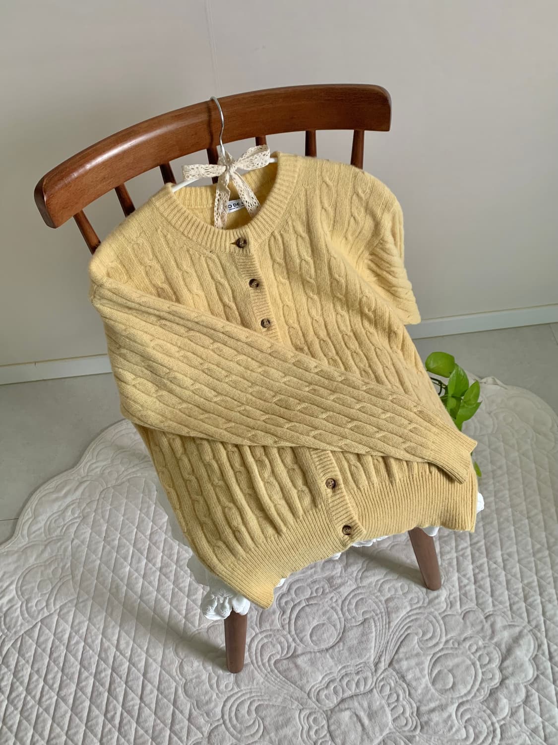 울 앙고라 90 버터 옐로우 가디건 상품이미지4