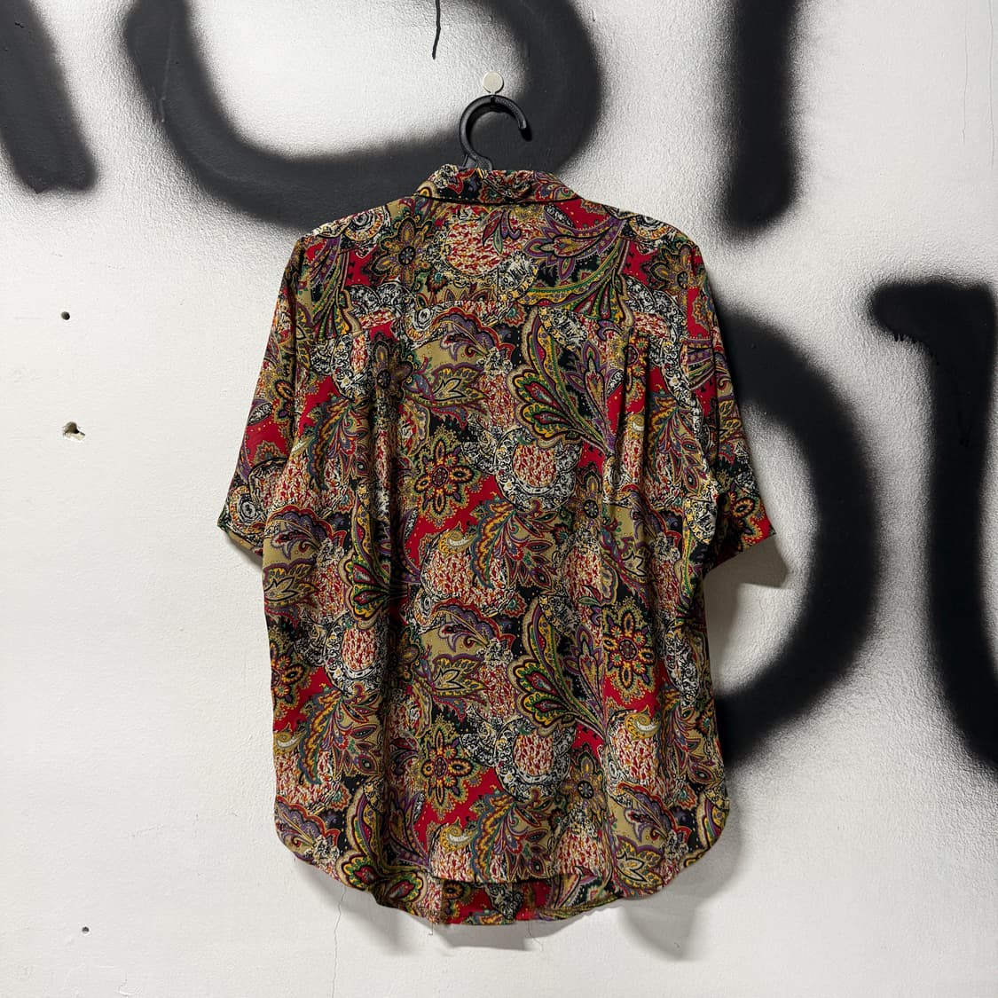 VTG 빈티지 페이즐리 풀 패턴 멀티 컬러 반팔 셔츠 블라우스 상품이미지2