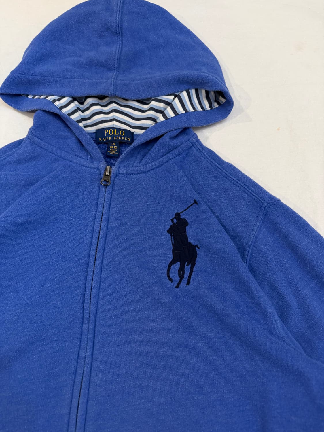 폴로 랄프로렌 딱붙핏 빅포니 체크 후드집업 블루 상품이미지2