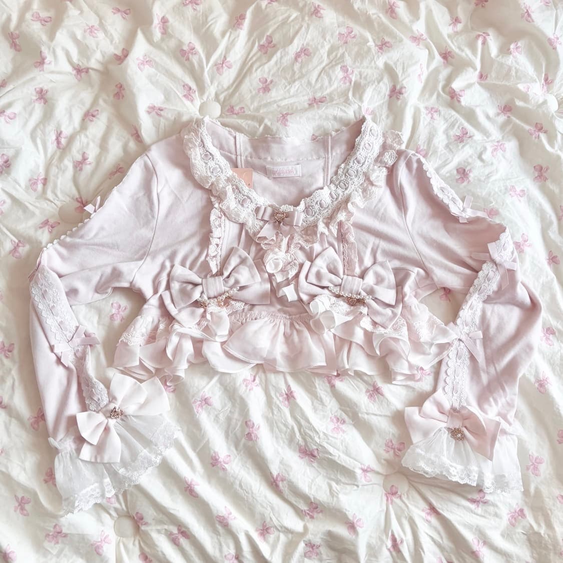 리즈리사 볼레로 리본 레이스 가디건 핑크 엔젤릭프리티 베이비더스타 양산형 상품이미지1