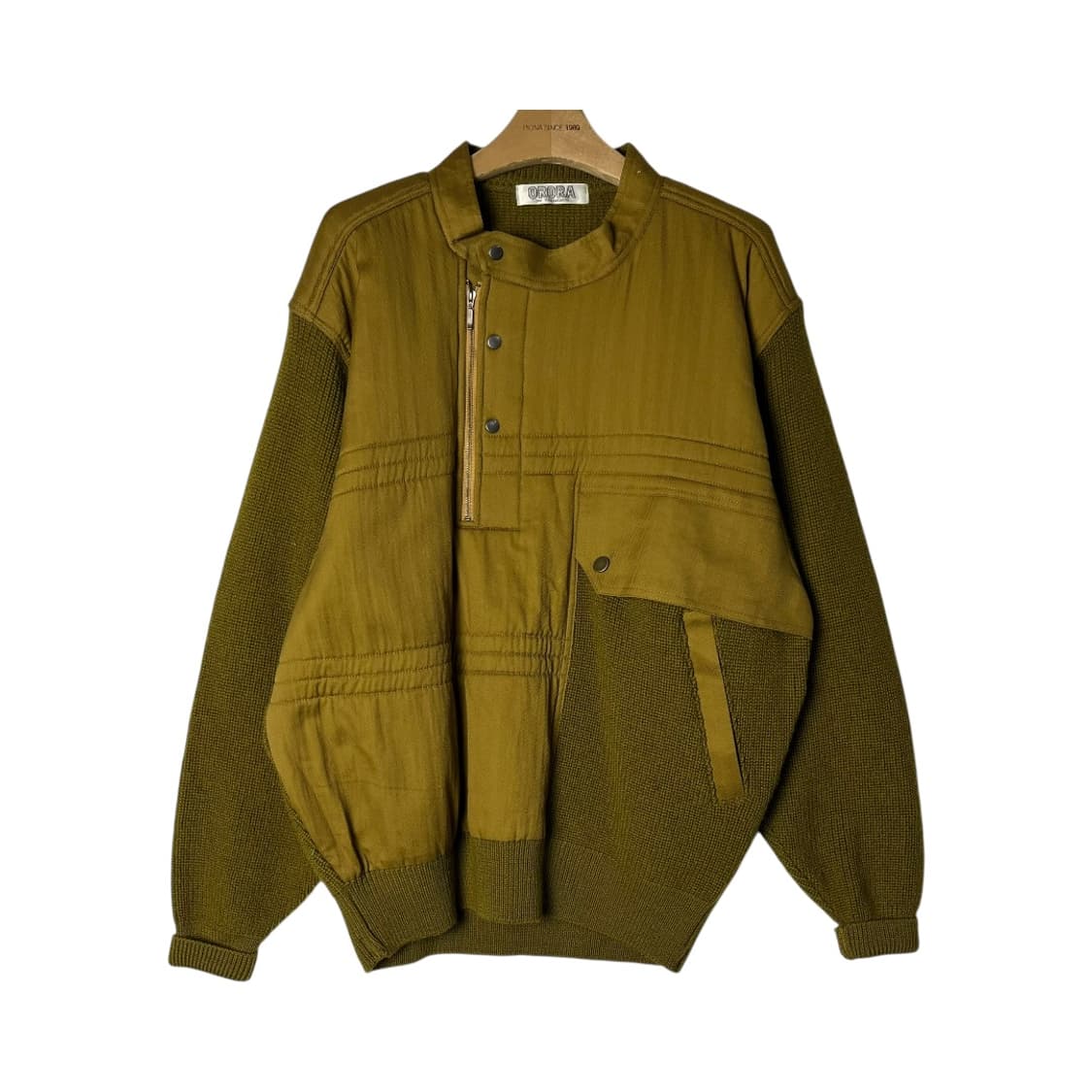 [ORORA] 오로라 울 니트 배색 하프집업 자켓 상품이미지1