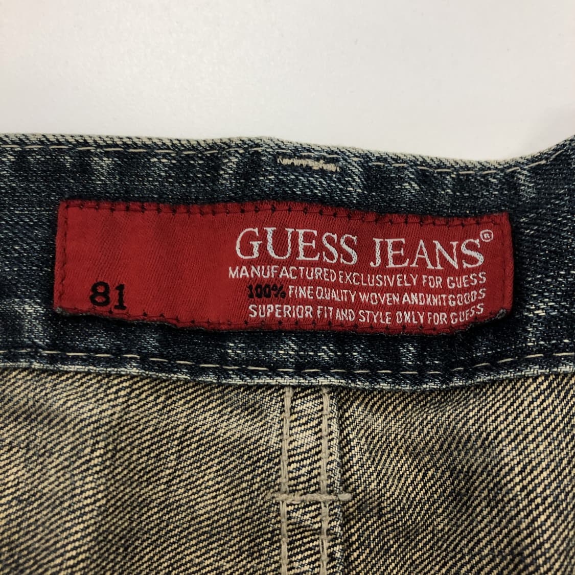 게스 화이트패치로고 블루데님진 33 인치 상품이미지5