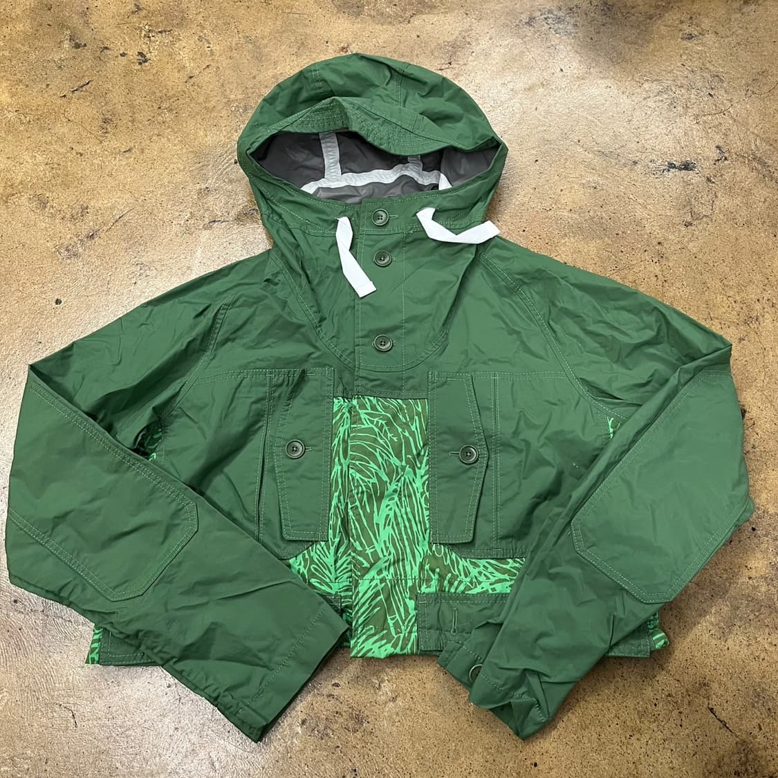 [정품/M] 아디다스 그린 패턴 후드 크롭 바람막이 자켓  b19 상품이미지2