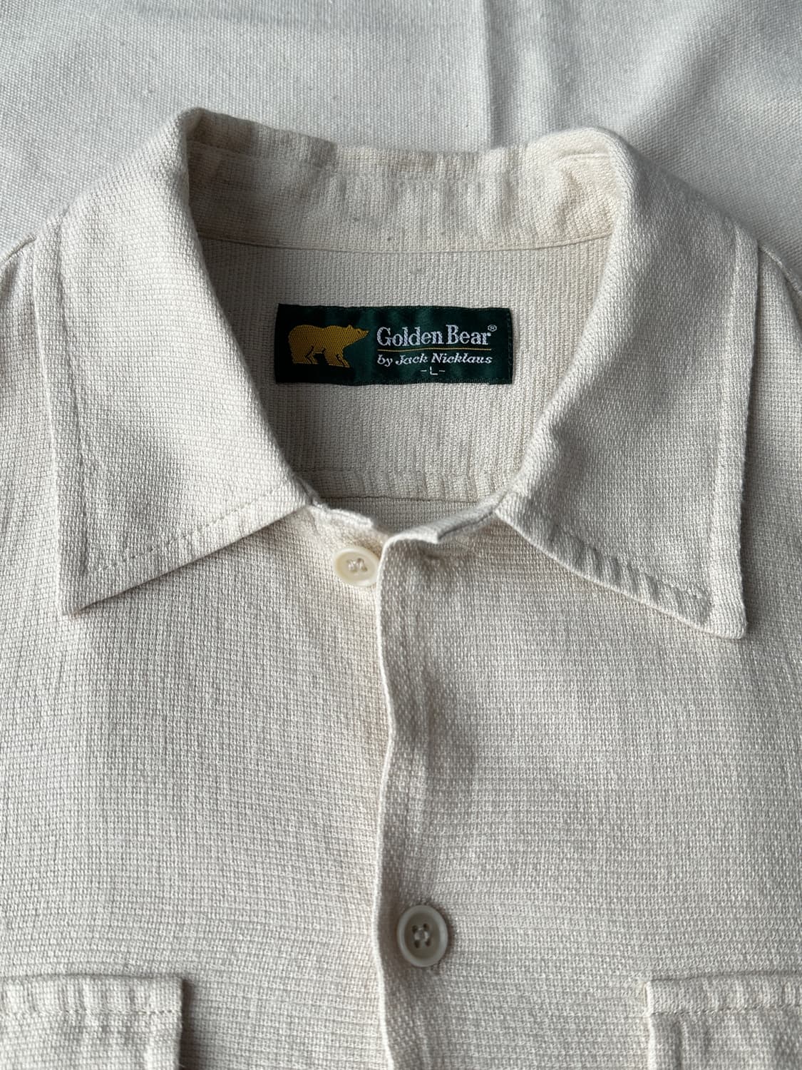 골든베어 재팬 린넨 블렌드 반팔 셔츠 아이보리 L 상품이미지3
