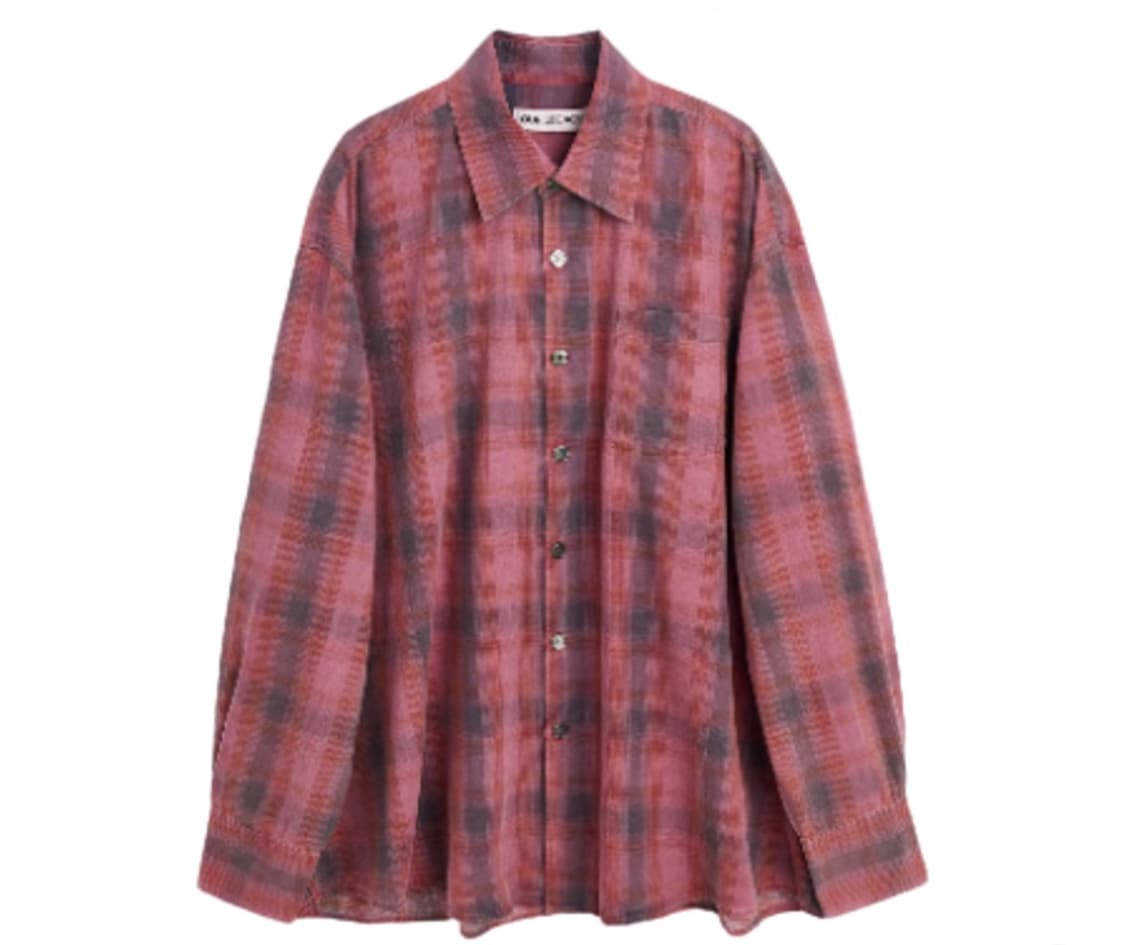 아워레가시 보로우드 셔츠 로와 플란넬 체크 핑크 그레이 상품이미지1