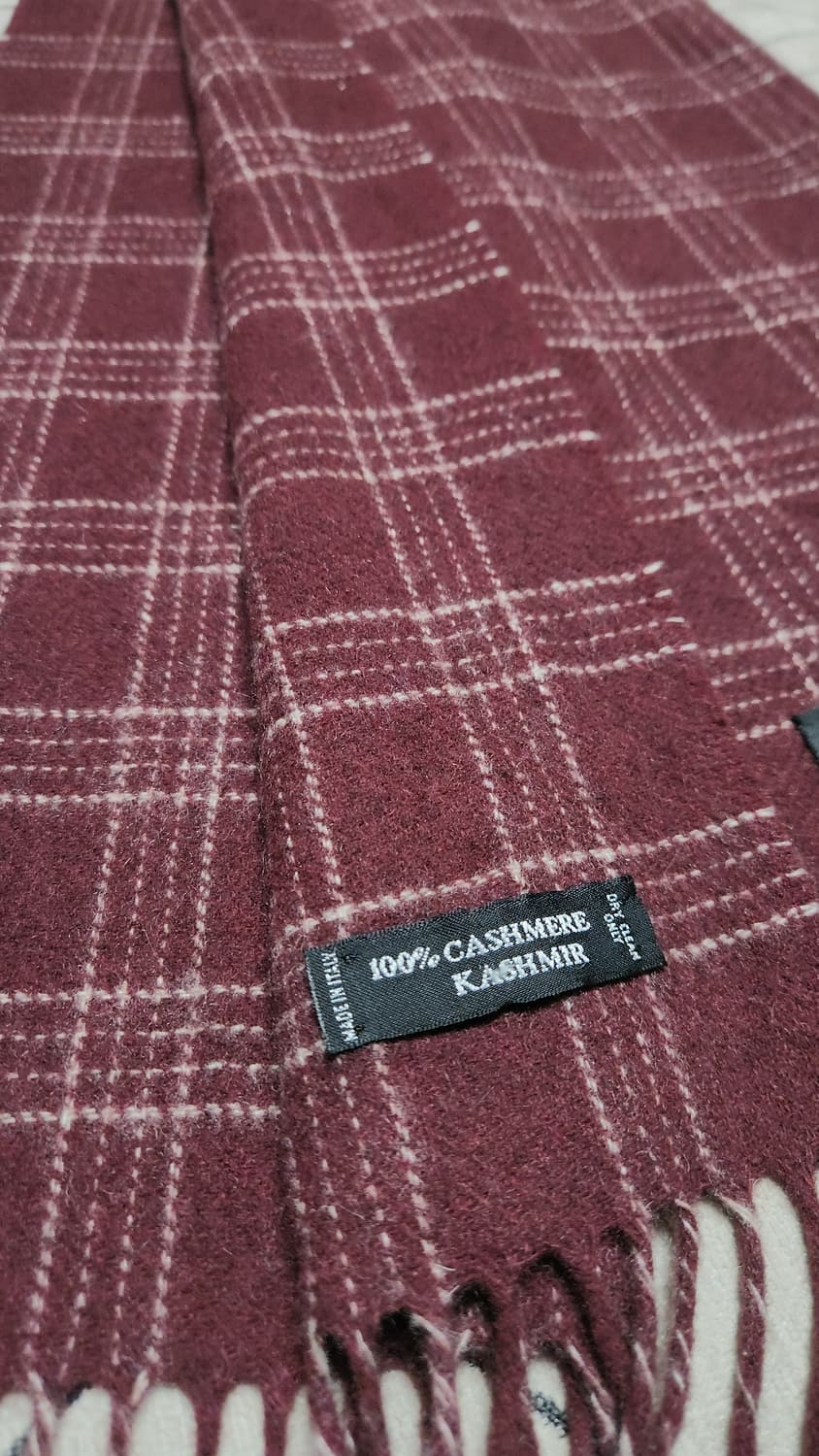 크리스찬디올 캐시미어 버건디 체크 머플러 상품이미지2