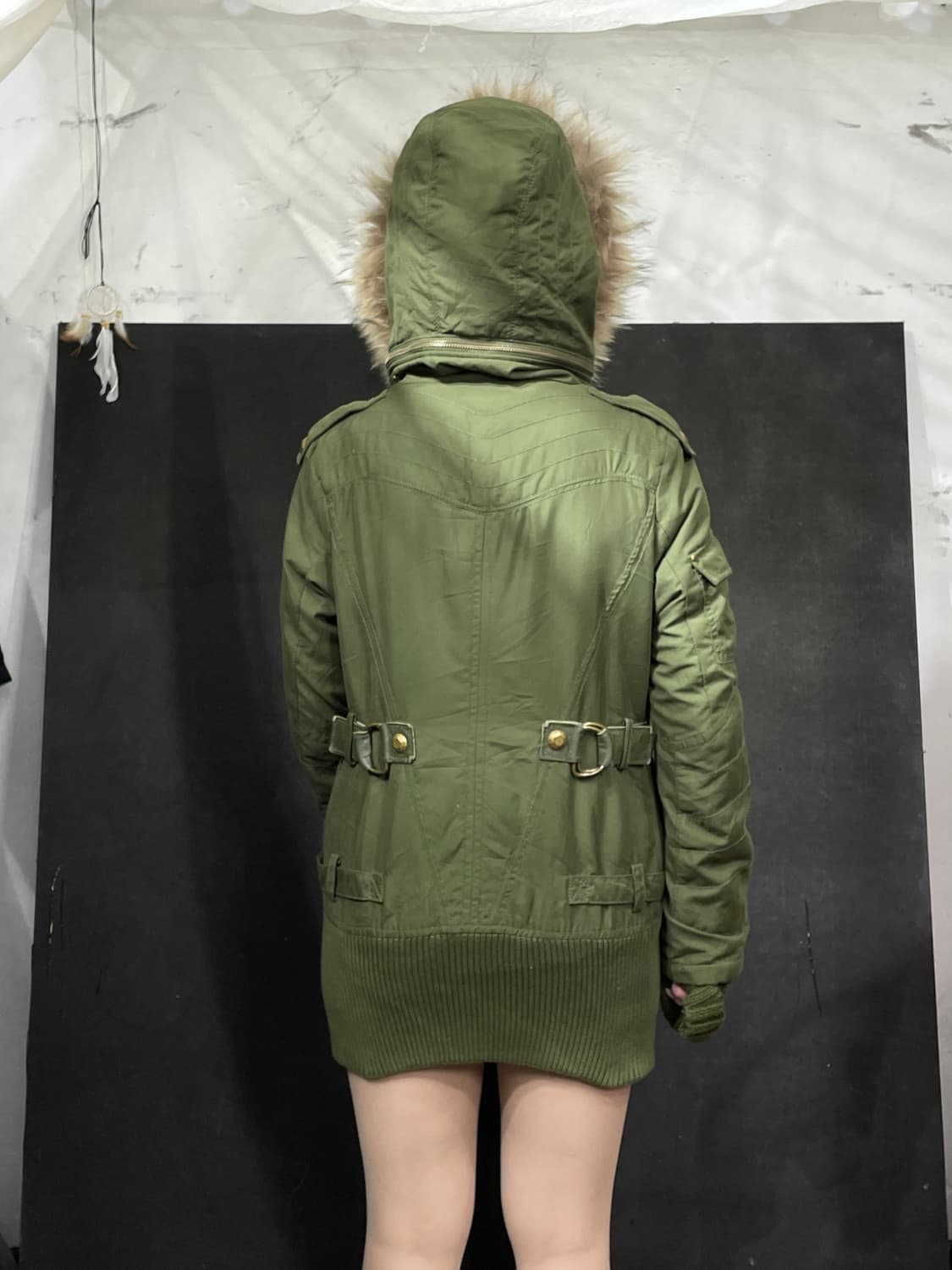 Sly 아카이브 울프죠 본디지 스트랩 퍼 후드 야상 자켓 S 상품이미지5