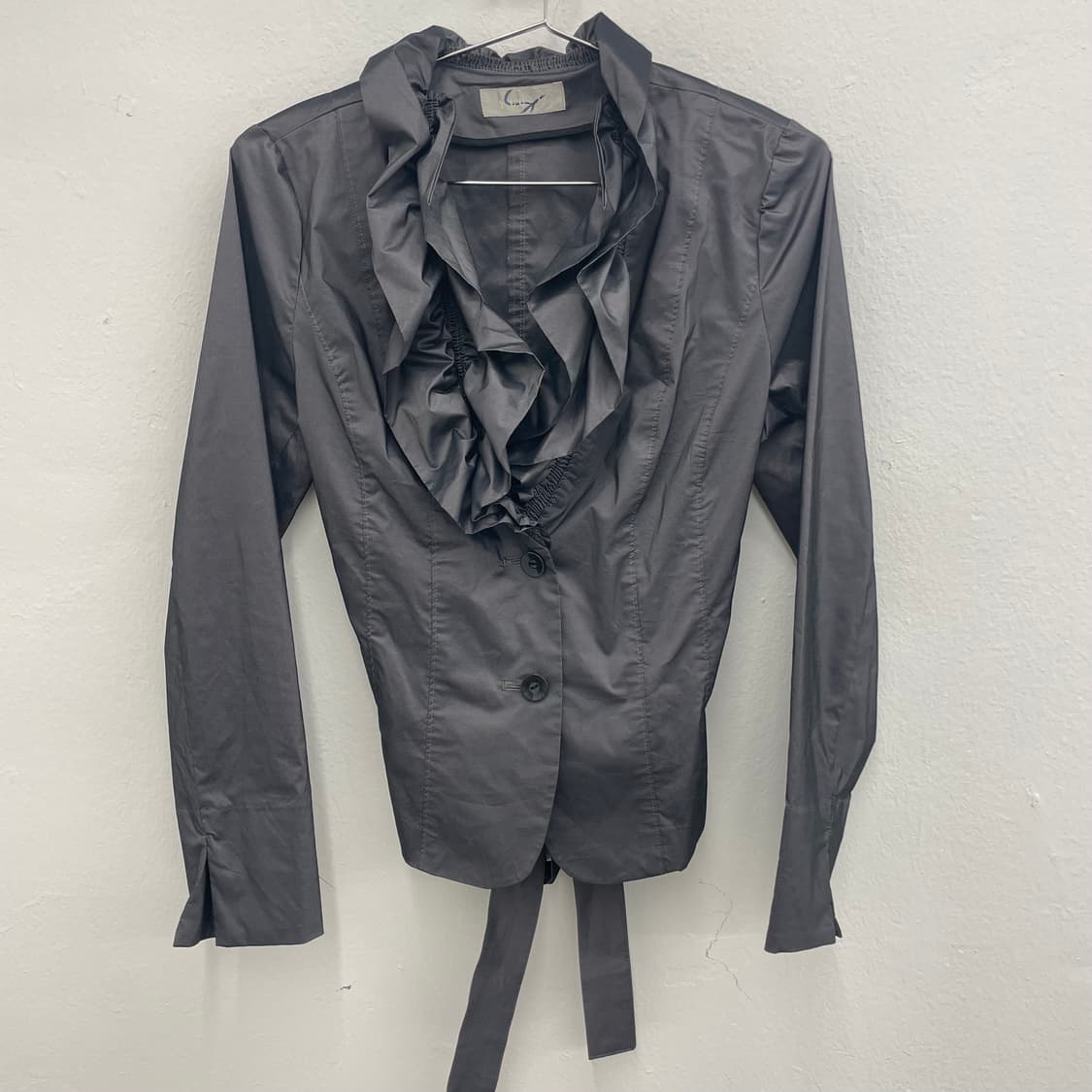 Ruffle front tie waist jacket 상품이미지1