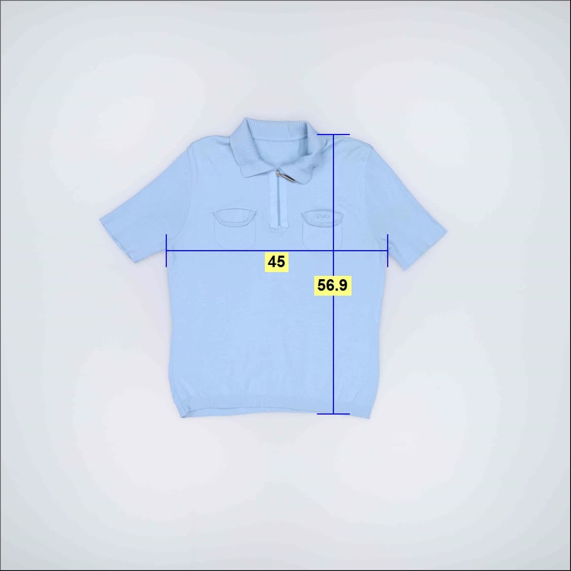 실측확인 포켓 반팔 카라 니트 티셔츠 0227M 상품이미지5