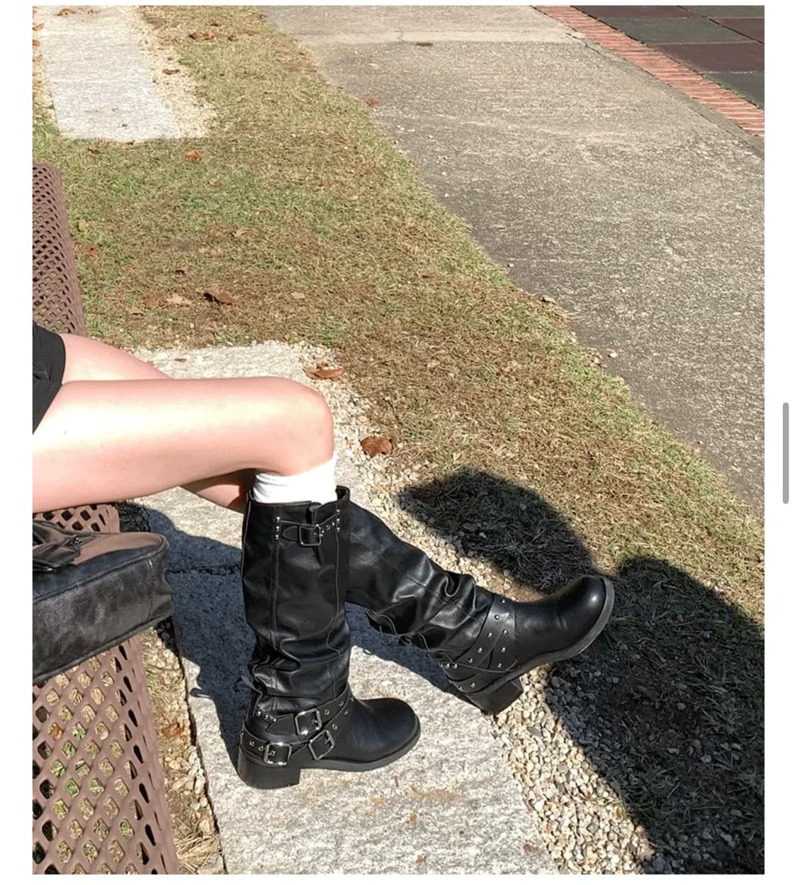 애프터나인티스 바이커 버클 셔링 롱부츠 4.5cm 블랙 상품이미지9