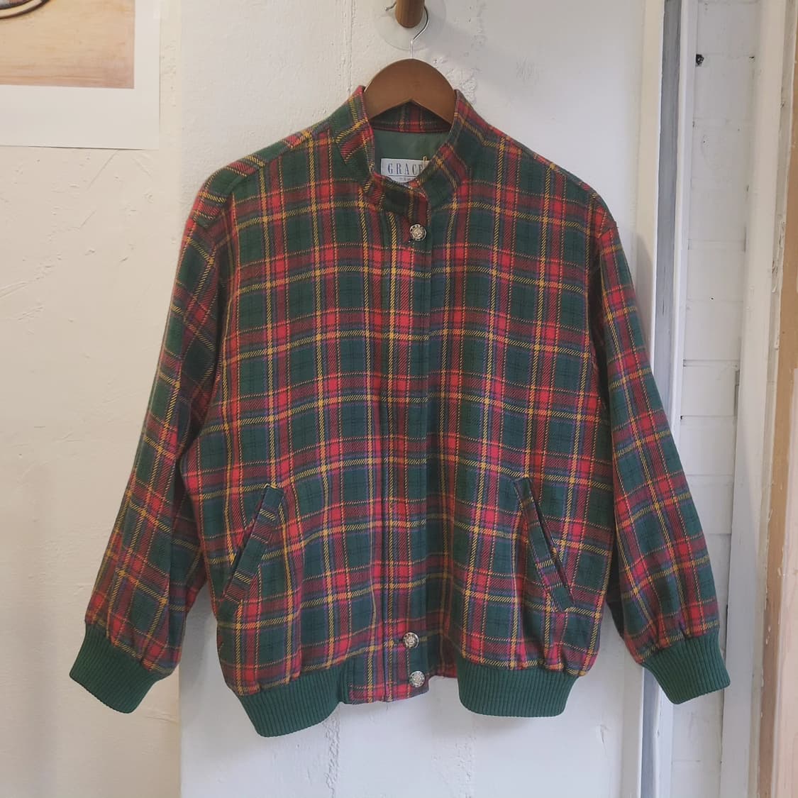 Grace 체크 모직 봄버자켓 여자 free 상품이미지3