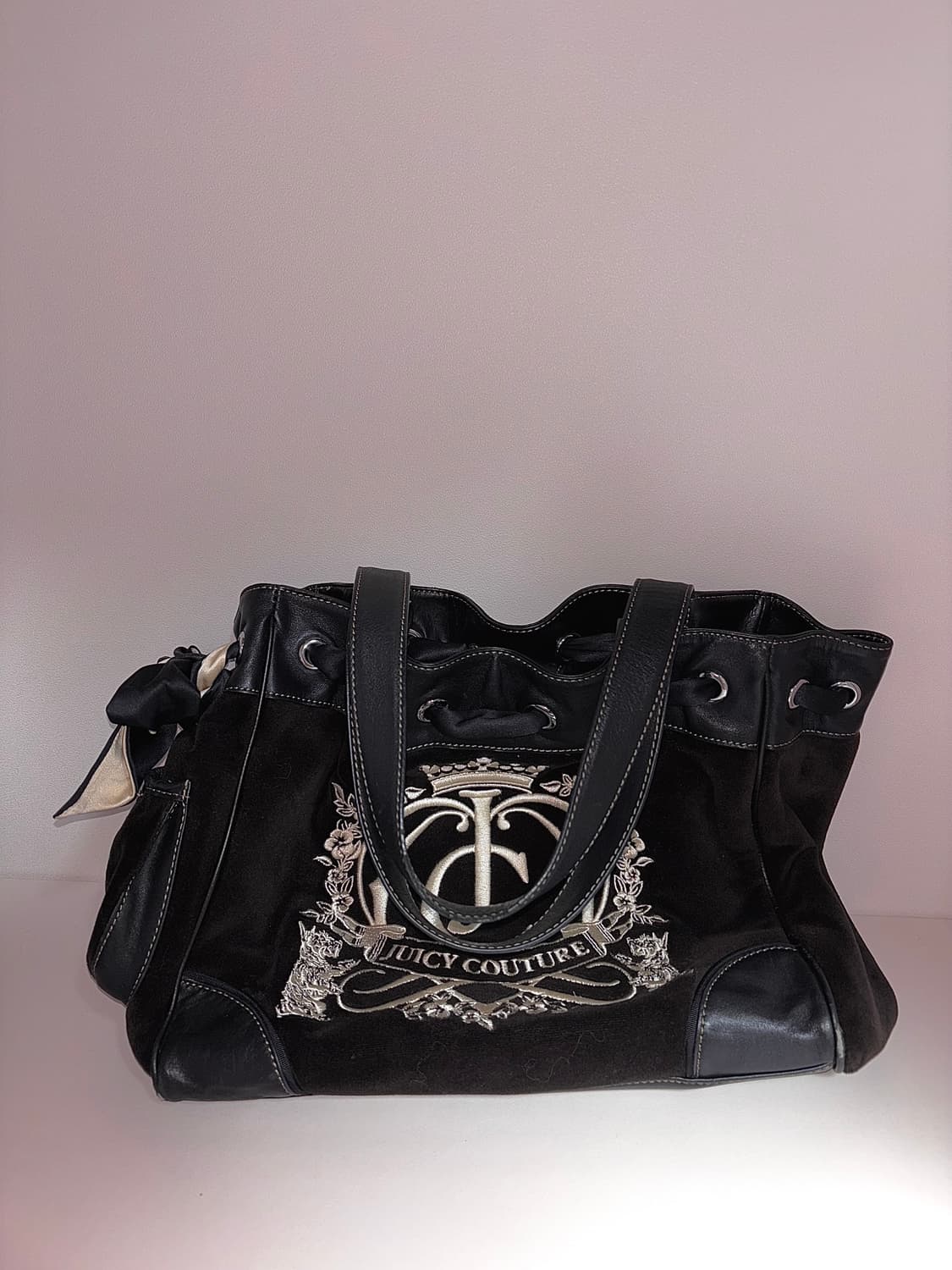 쥬시꾸뛰르 2000s 데이드리머 블랙 브라운 벨벳 토트백 숄더백 백 상품이미지5