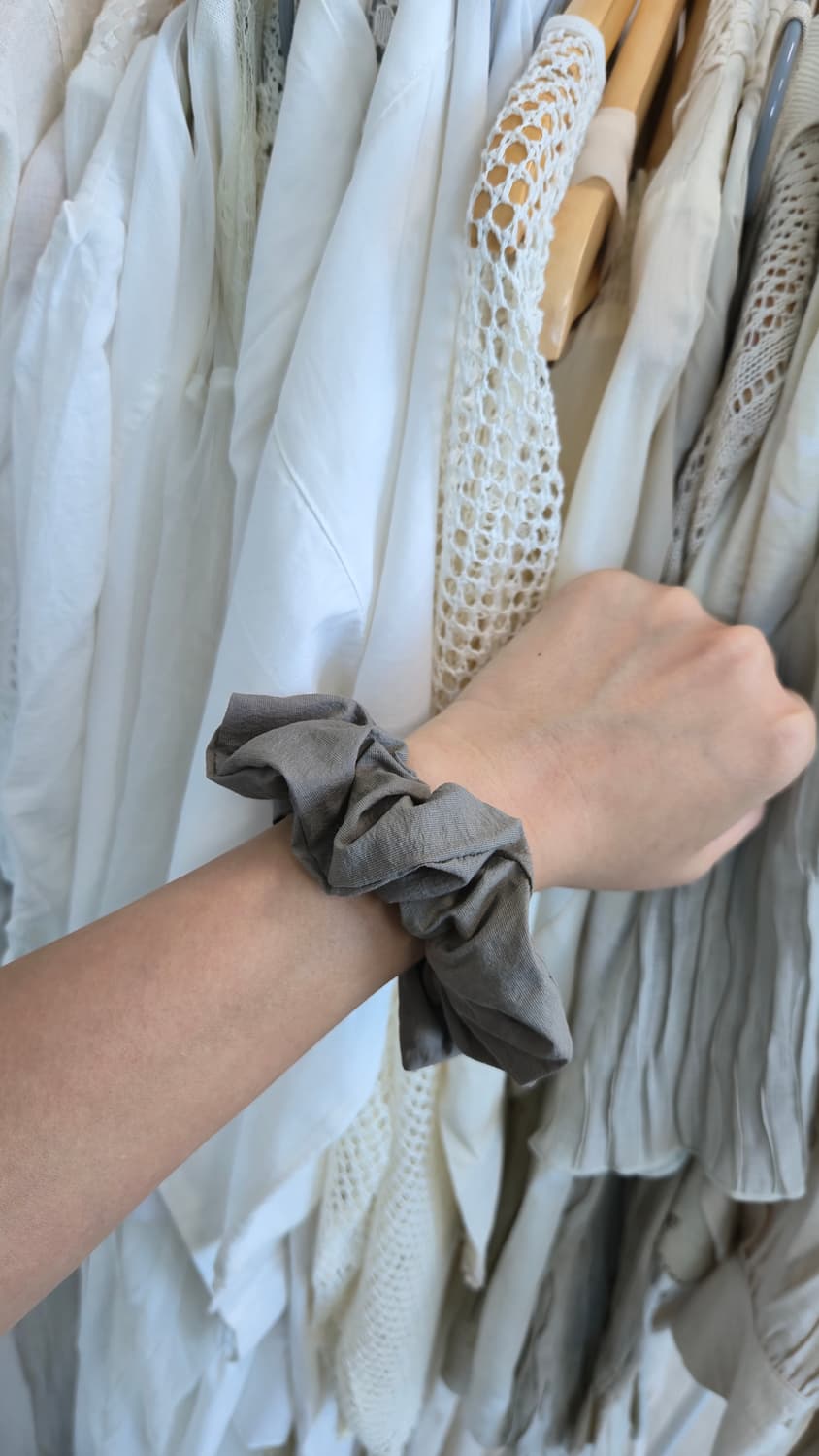 Small 무지 곱창밴드 뮤트 카키 브라운 데일리 헤어끈 상품이미지2