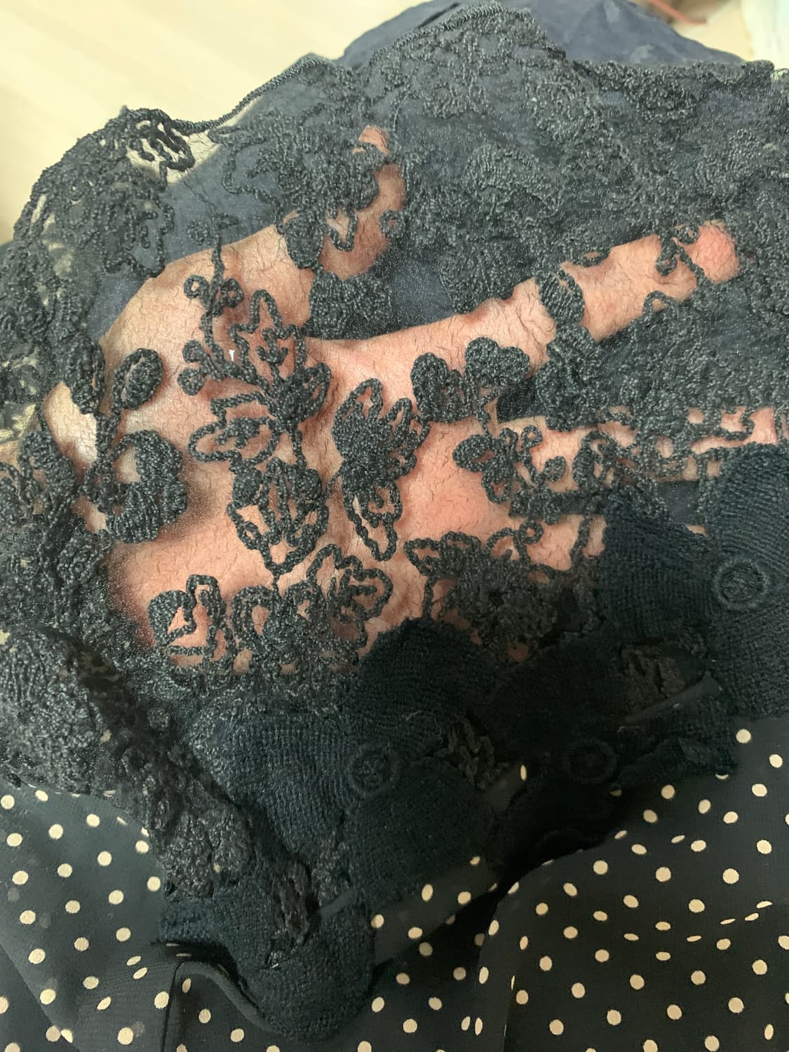 일본 도트 레이스 스커트 레이어드 레트로 상품이미지3