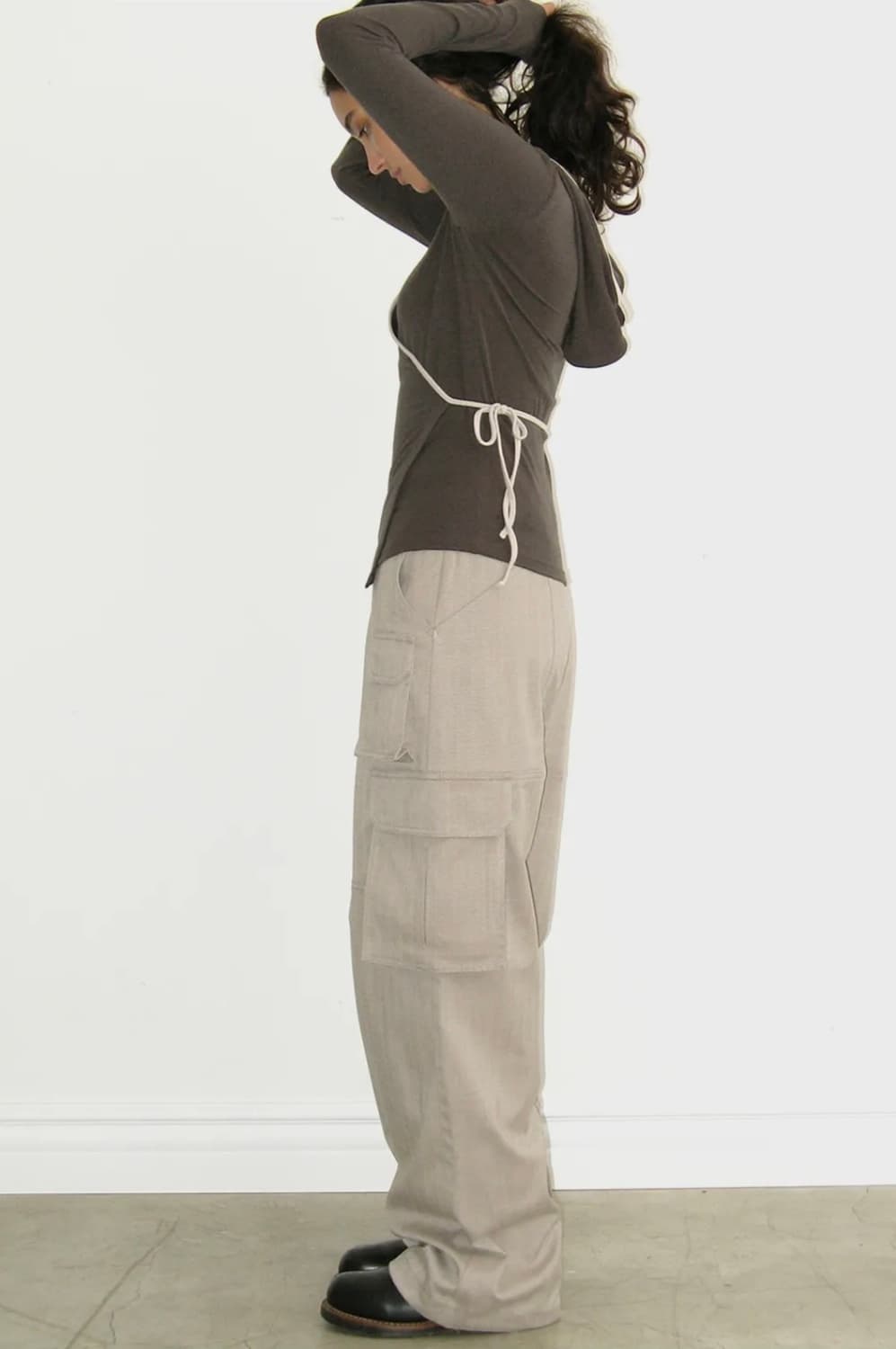 폴리수엠 헤링본 카고 팬츠 베이지 1사이즈 상품이미지3