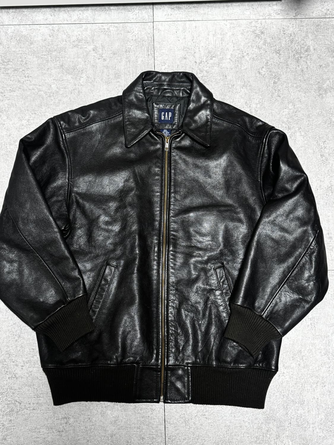 [XXL] 90'S OLD GAP 올드갭 레더 블루종 다크브라운 상품이미지1