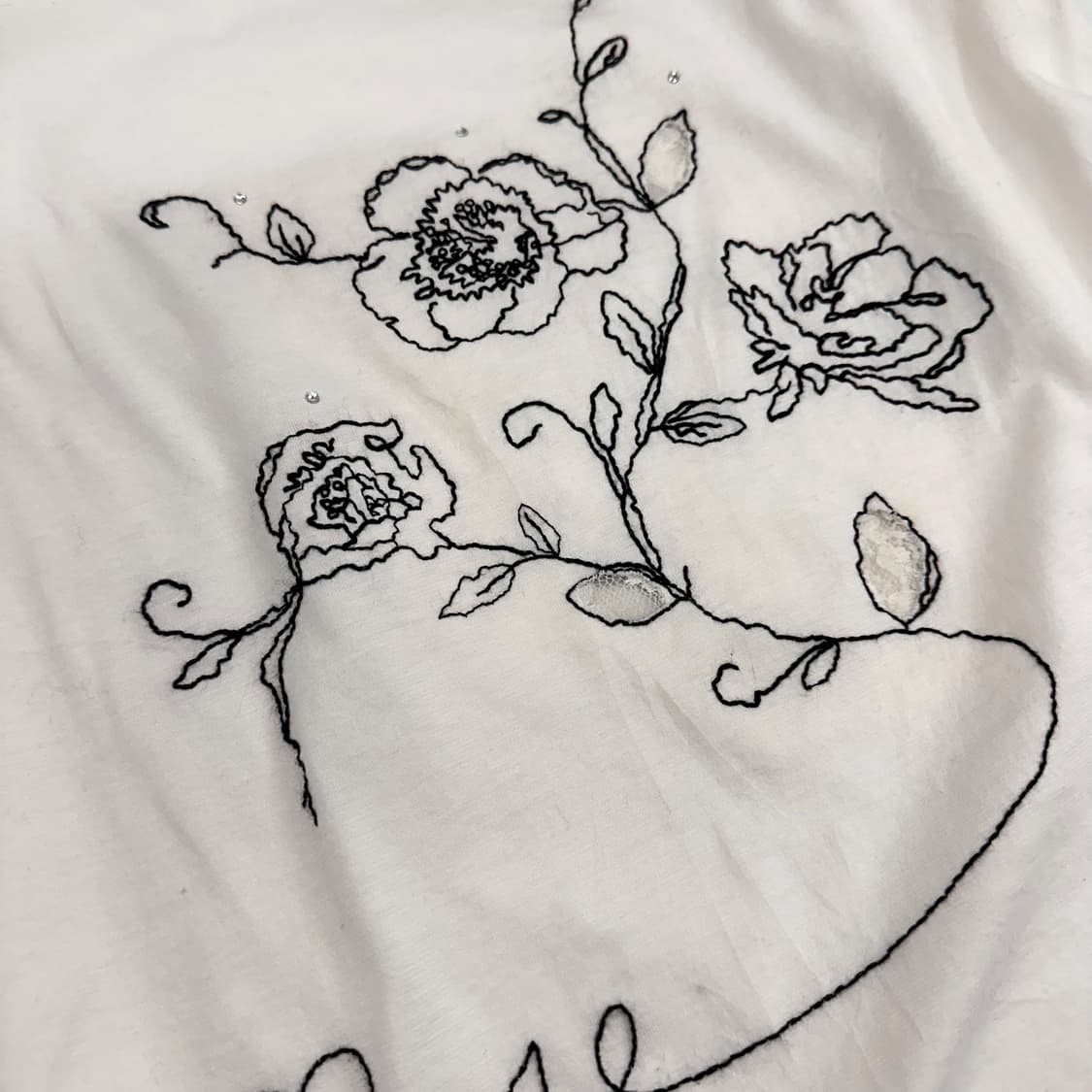 Flower Embroidery White T Shirt 상품이미지5