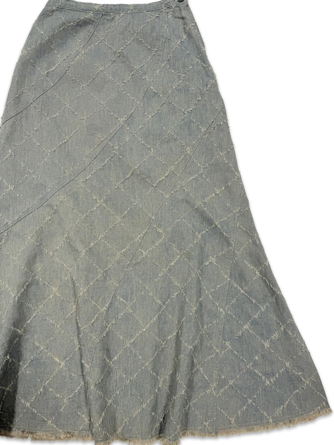 빈티지 워싱 데님 라인 플레어 롱 스커트 상품이미지2