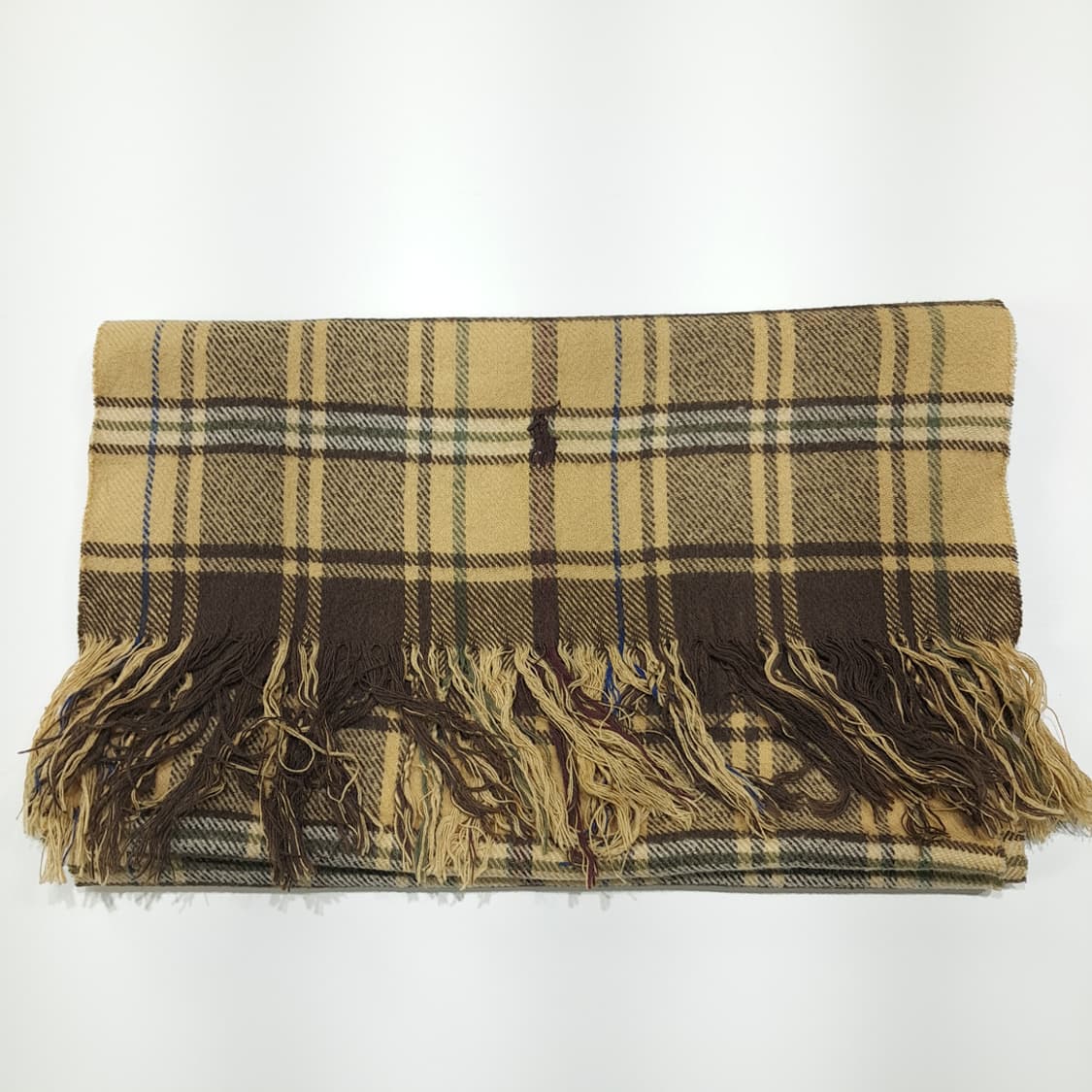 MX622 폴로 80s 프랑스판 코튼 타탄체크 브라운 머플러 목도리 상품이미지7