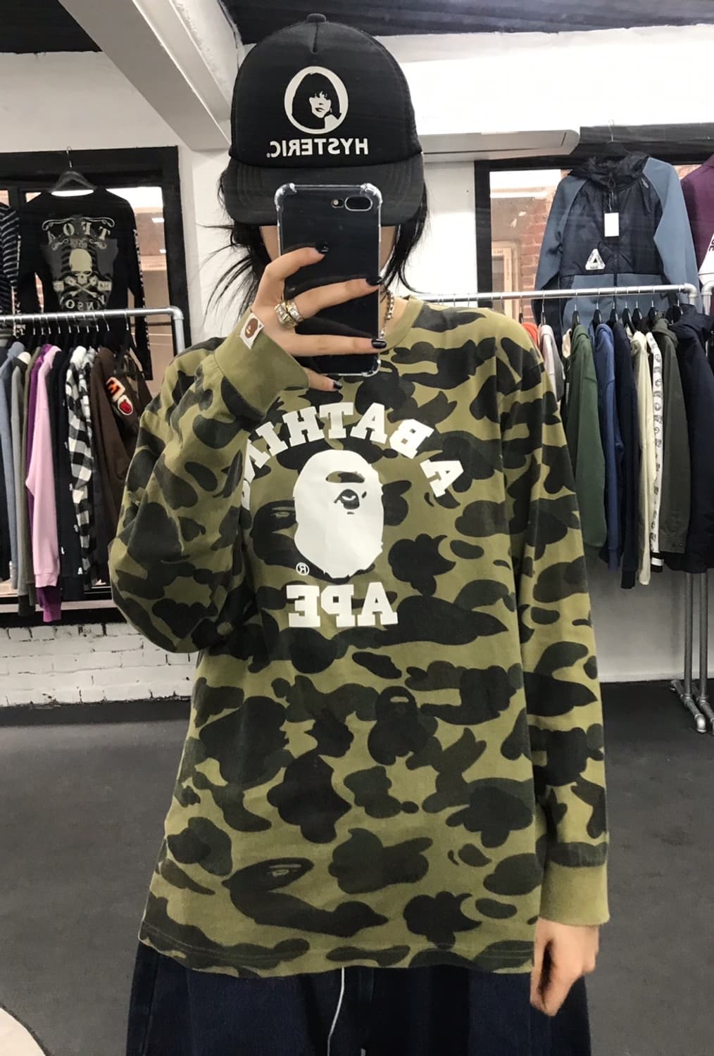 베이프 녹계 컬리지 롱슬리브 상품이미지1