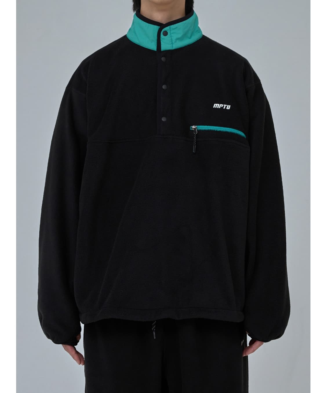 모이프 mptu 플리스 후리스 풀오버 반집업 자켓 블랙 상품이미지3