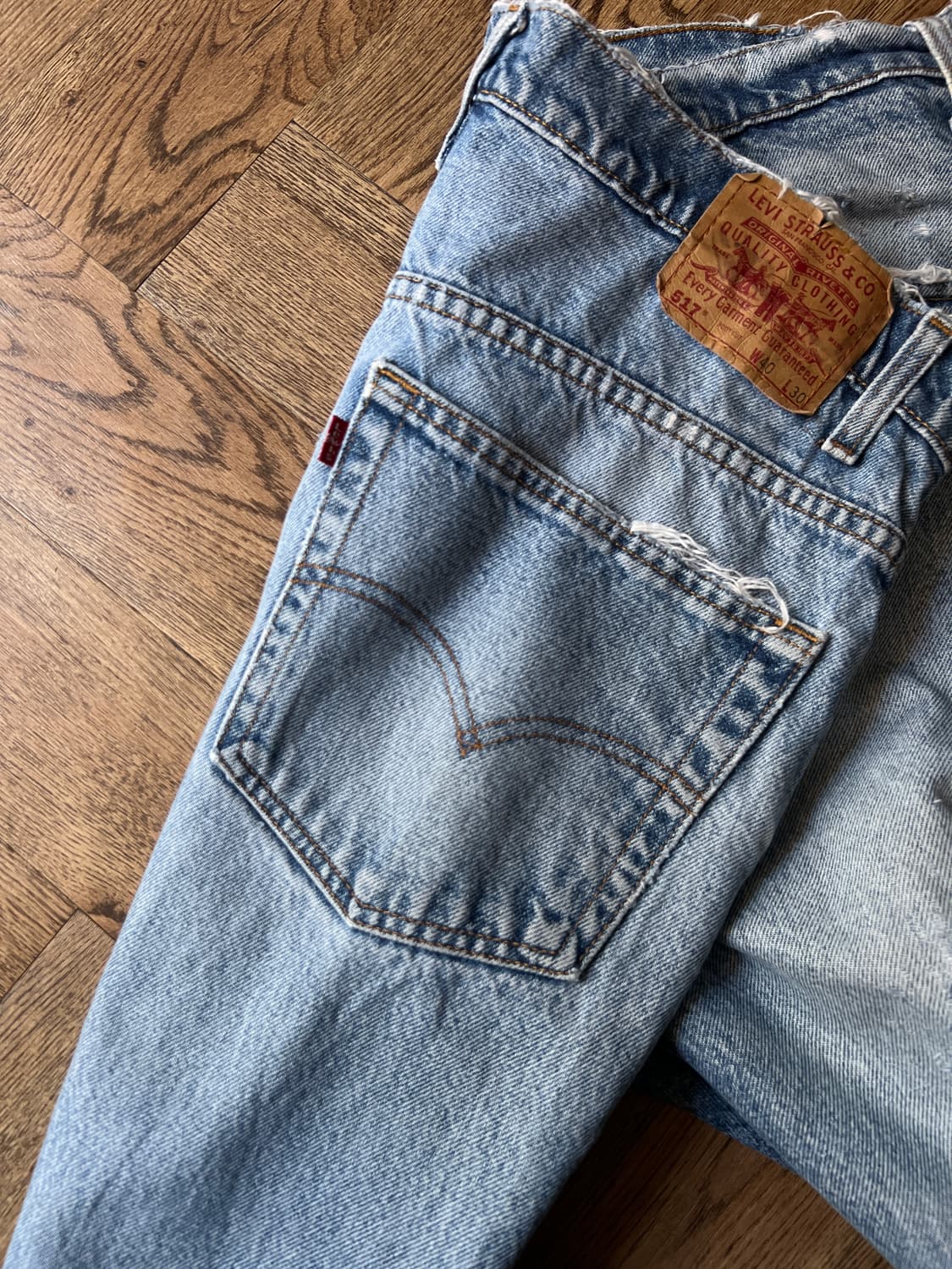 [40]90's 리바이스 USA 517 디스트로이드 플레어핏 데님 팬츠 상품이미지7